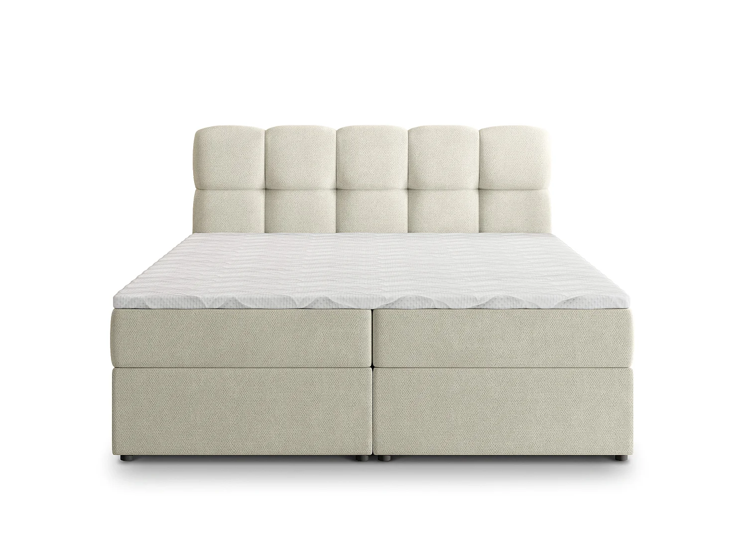 Boxspringbett MERU 160x200 cm Set mit Kopfteil, Bettgestell und Matratze, Cremig