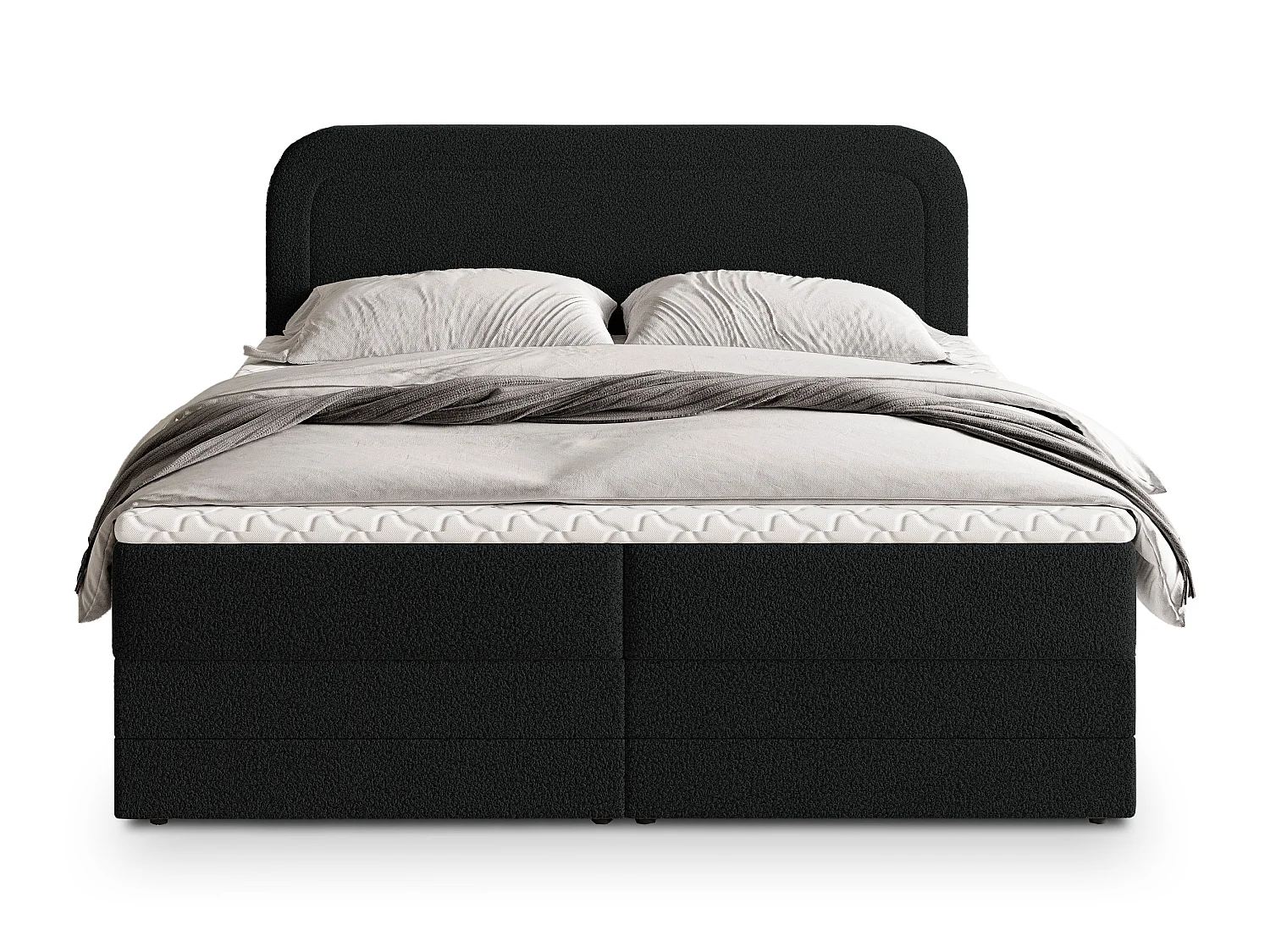 Boxspringbed ARMEL 200x200 cm Set met hoofdbord, bedbodem en matras, Zwart