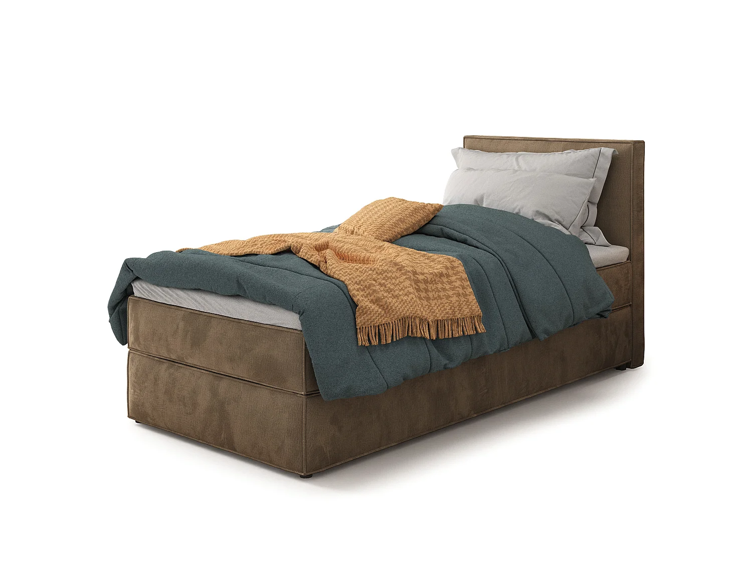Boxspringbett PELLIO 90x200 cm Set mit Kopfteil, Bettgestell und Matratze, Beige