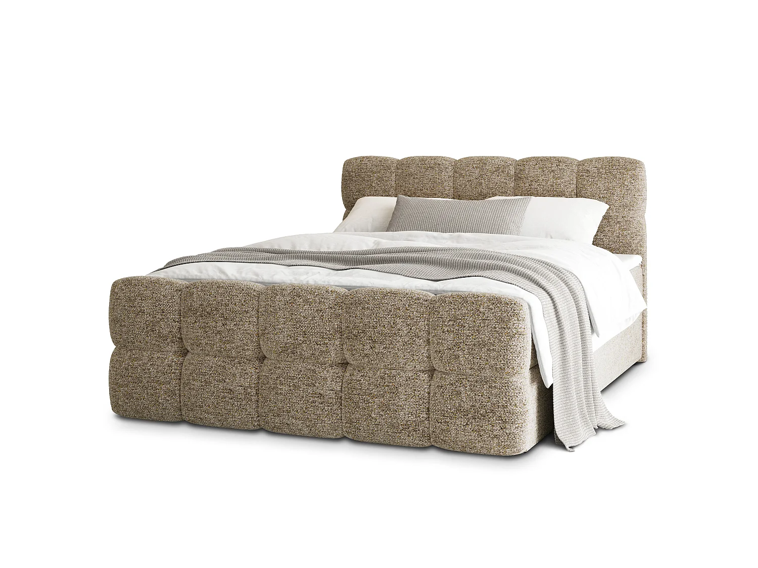 Boxspringbett BRUME 180x200 cm Set mit Kopfteil, Bettgestell und Matratze, Beige