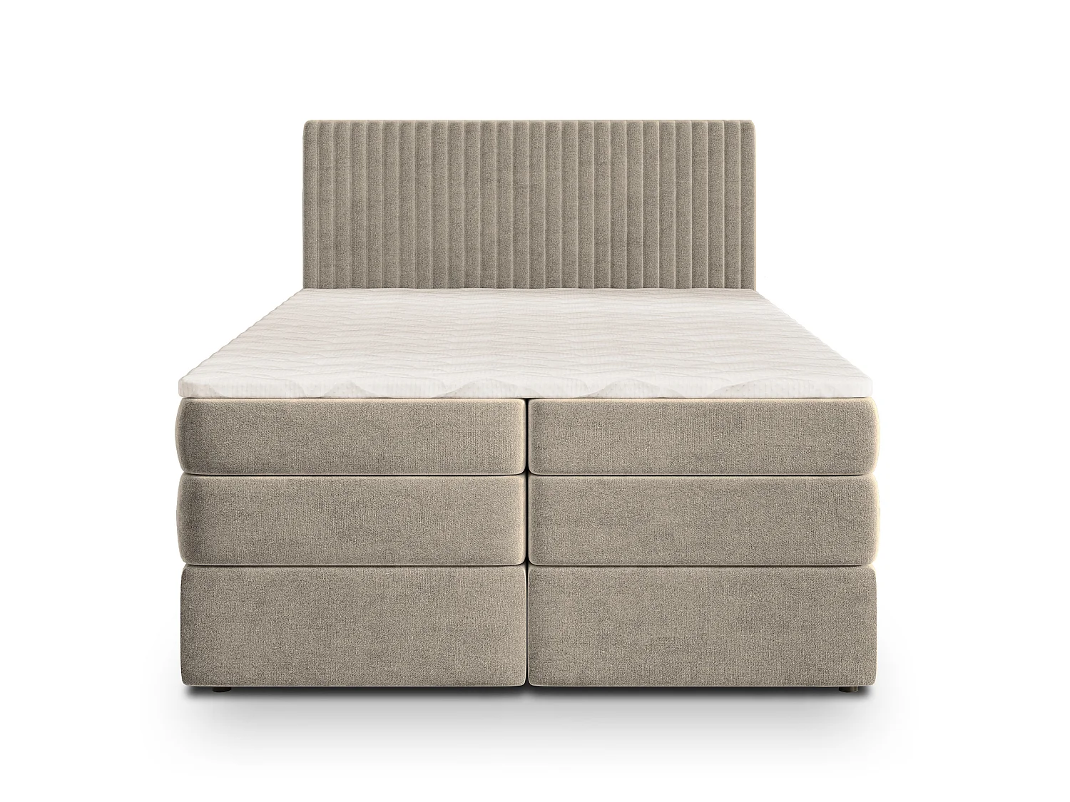 Boxspringbed FELBIO 200x200 cm Set met hoofdbord, bedbodem en Bonellmatras + pocketveringmatras, Beige