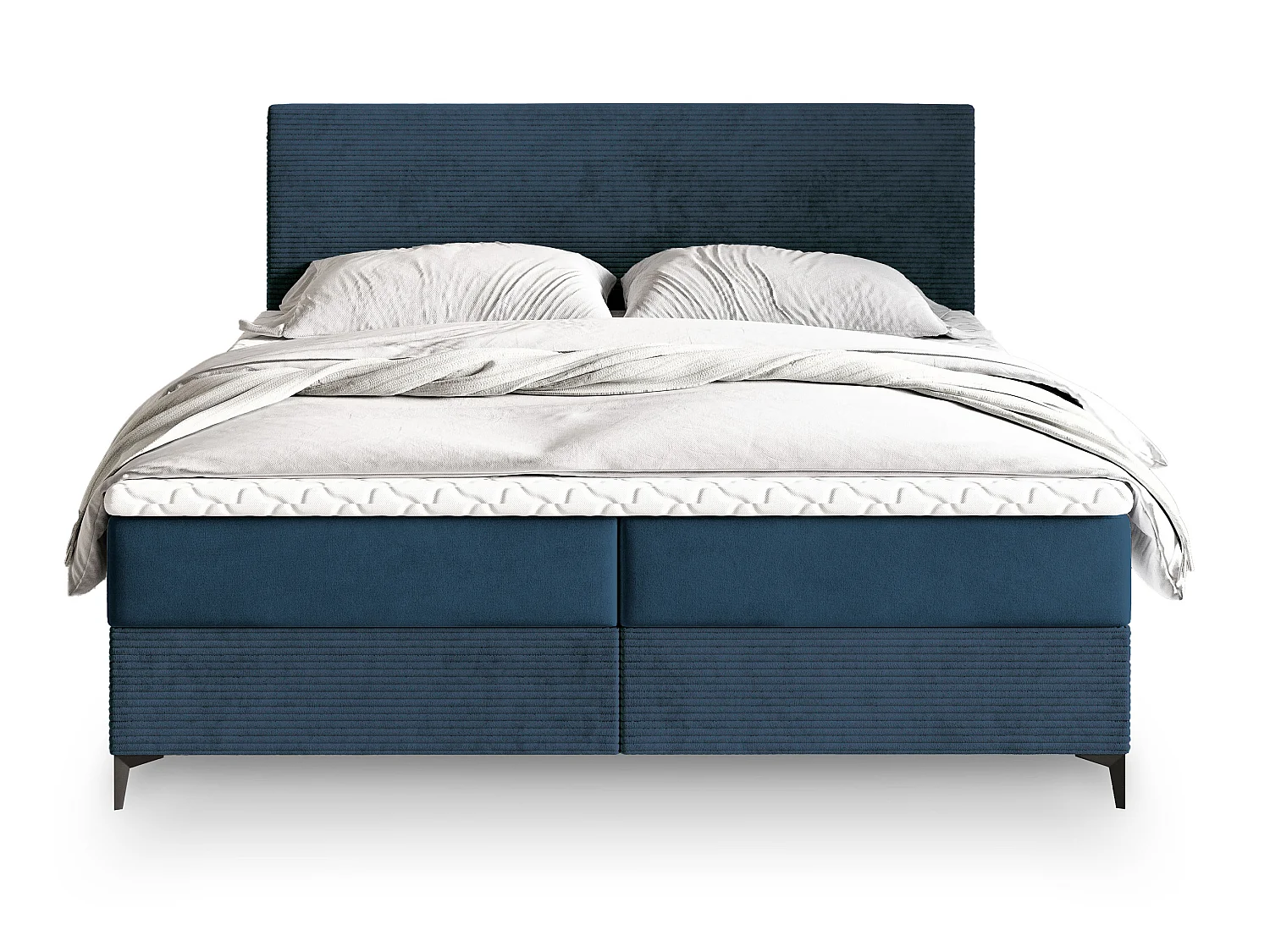 Boxspringbed TORREL 200x200 cm Set met hoofdbord, bedbodem en matras, Blauw