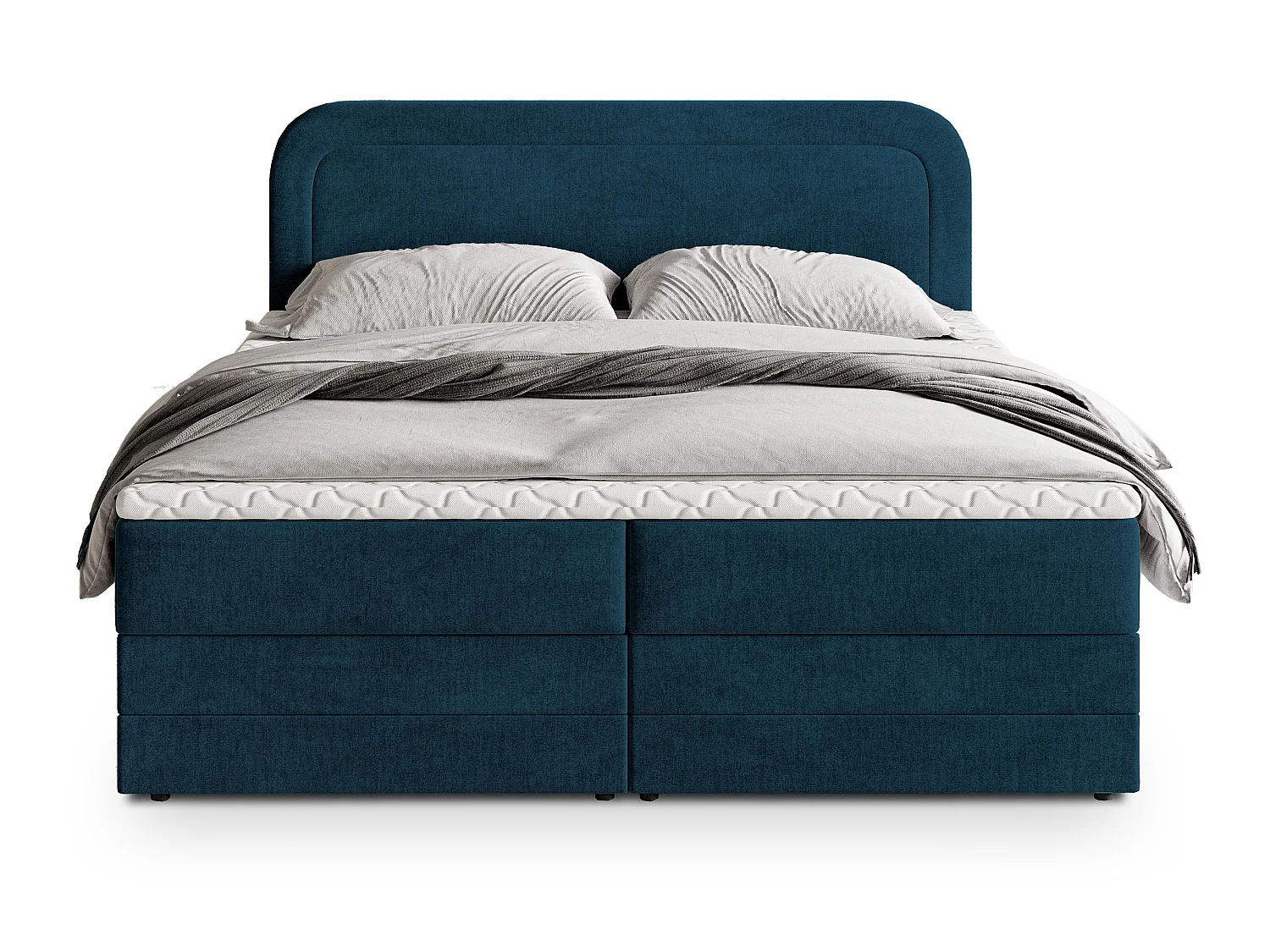 Boxspringbed ARMEL 200x200 cm Set met hoofdbord, bedbodem en matras, Blauw