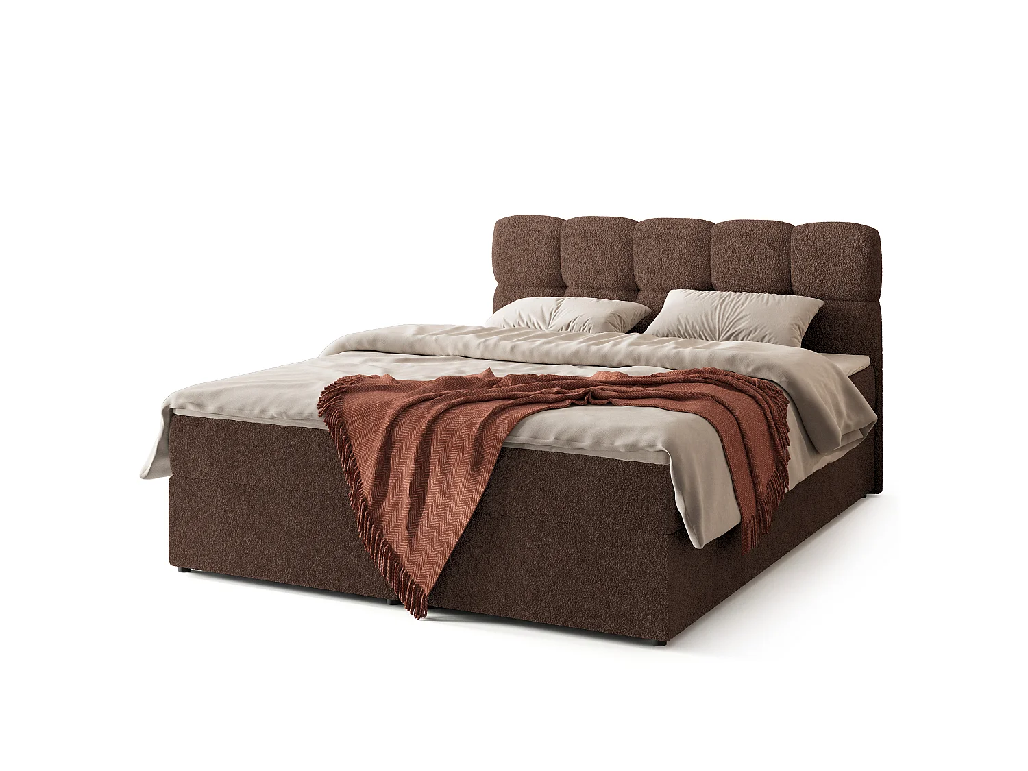 Boxspringbed MERU 180x200 cm Set met hoofdbord, bedbodem en matras, Bruin