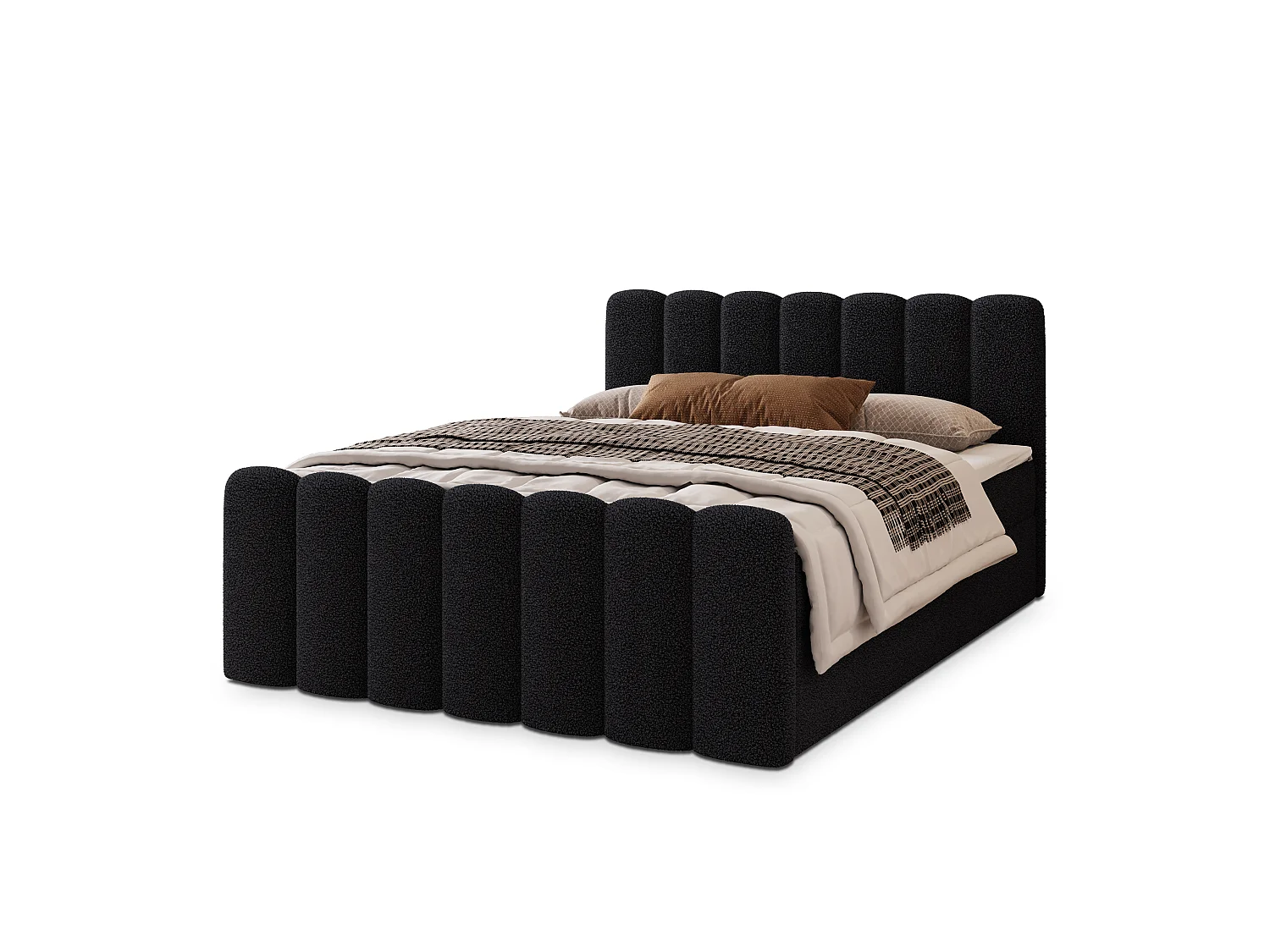 Boxspringbed CELLA 180x200 cm Set met hoofdbord, bedbodem en matras, Zwart