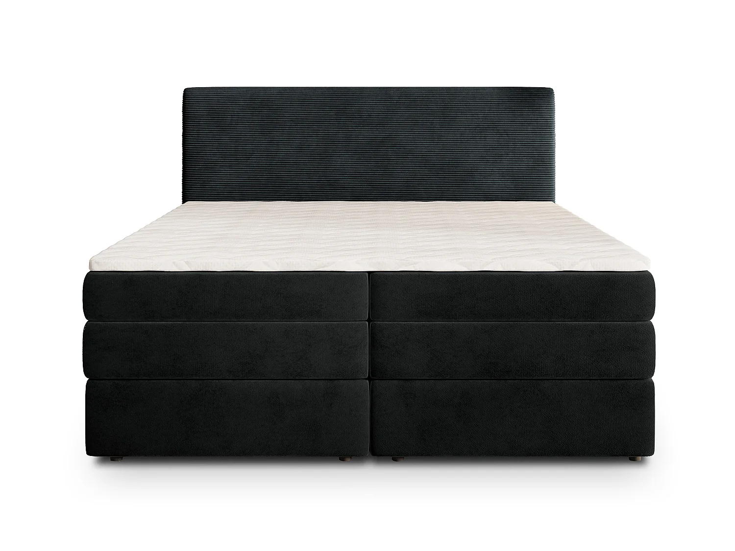 Boxspringbed MATERN 200x200 cm Set met hoofdbord, bedbodem en Bonellmatras + pocketveringmatras, Zwart