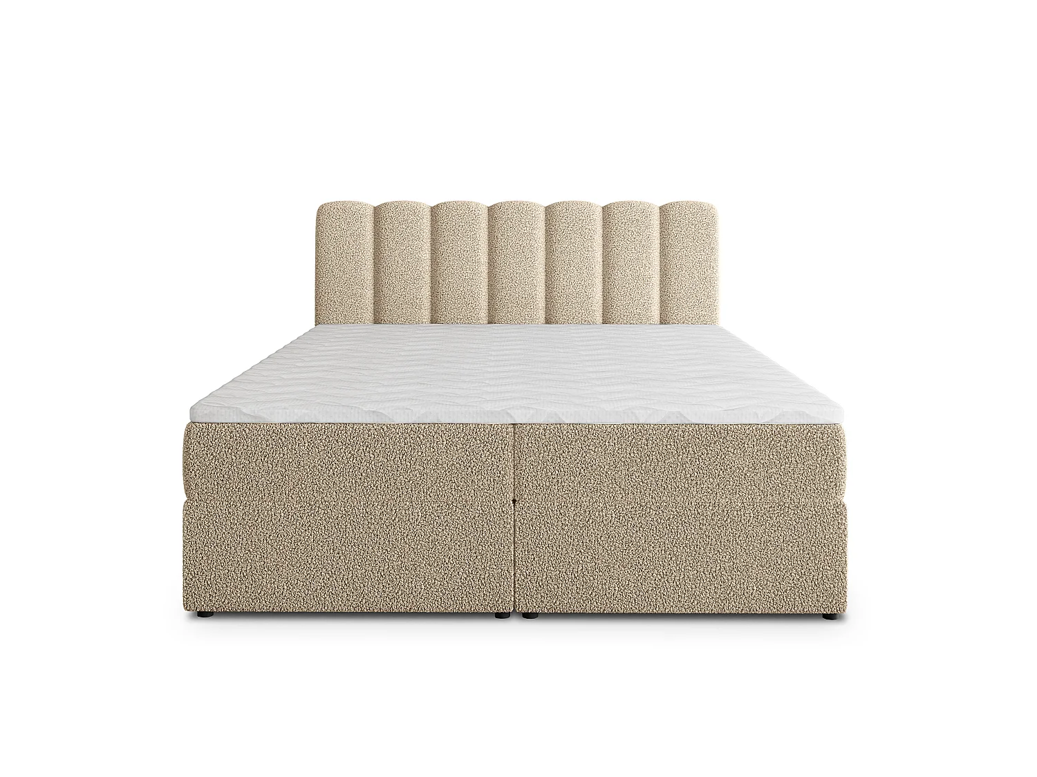 Boxspringbett SOLIA 160x200 cm Set mit Kopfteil, Bettgestell und Matratze, Cremig