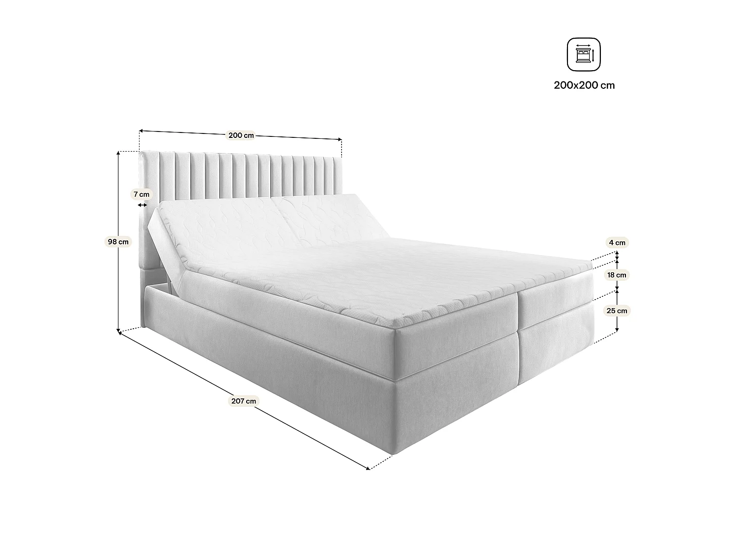 Boxspringbed MURLO 200x200 cm Set met hoofdbord, bedbodem en matras, Zeegroen