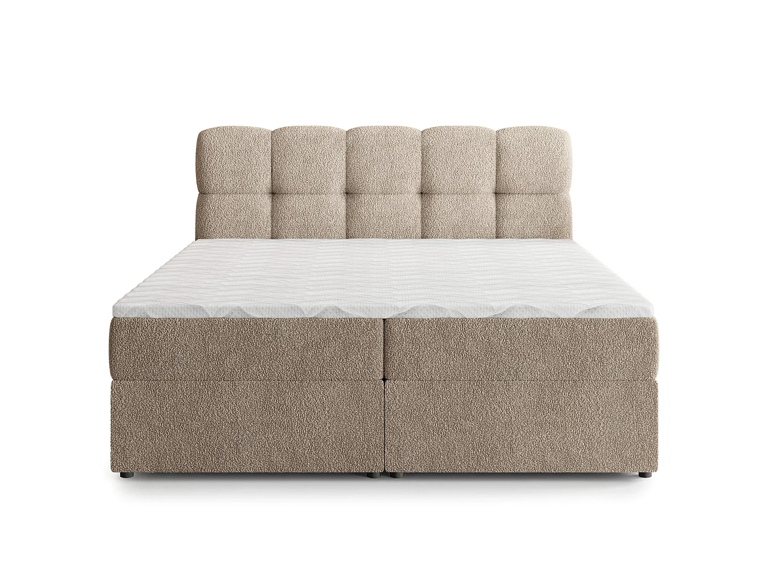 Boxspringbett MERU 160x200 cm Set mit Kopfteil, Bettgestell und Matratze, Beige