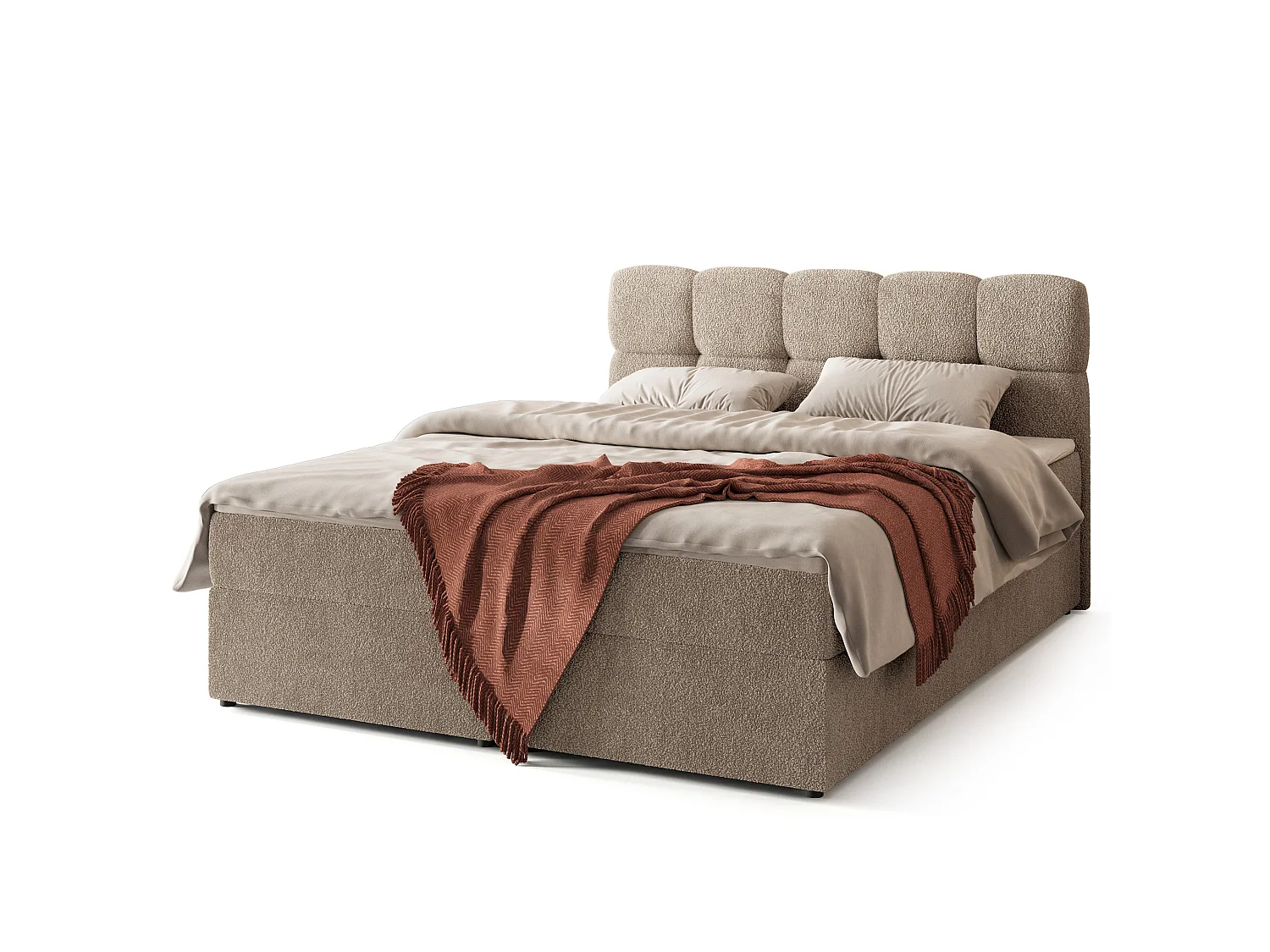 Boxspringbett MERU 160x200 cm Set mit Kopfteil, Bettgestell und Matratze, Beige