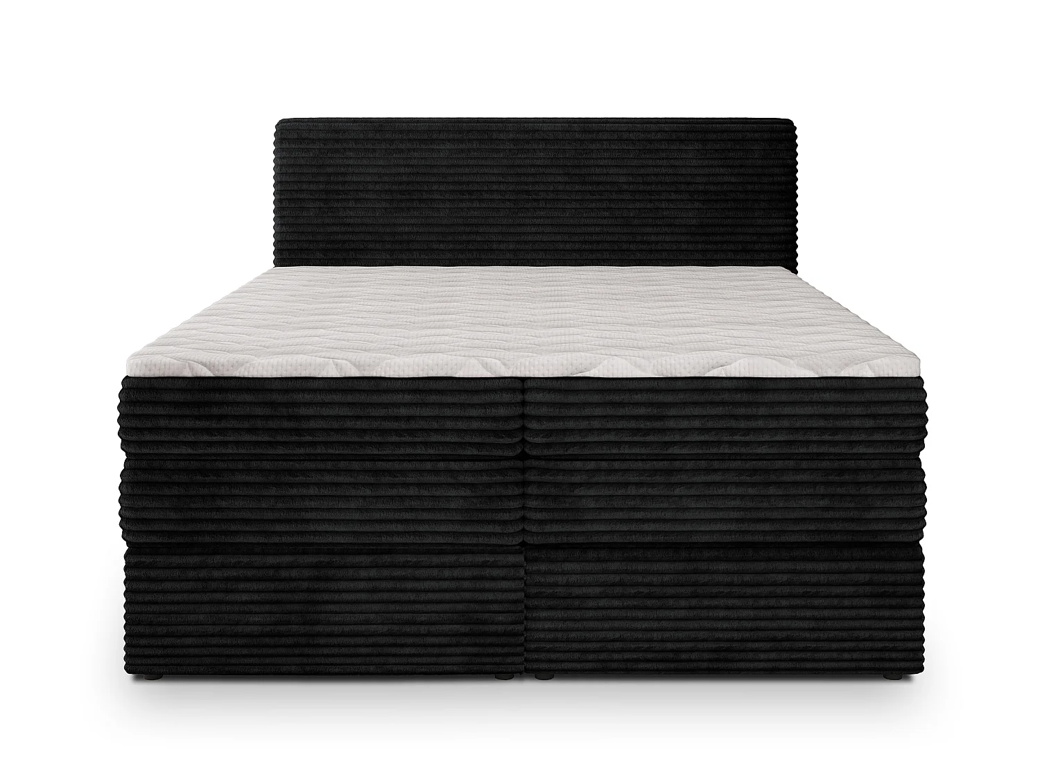 Boxspringbed LUNERA 200x200 cm Set met hoofdbord, bedbodem en Bonellmatras + pocketveringmatras, Zwart