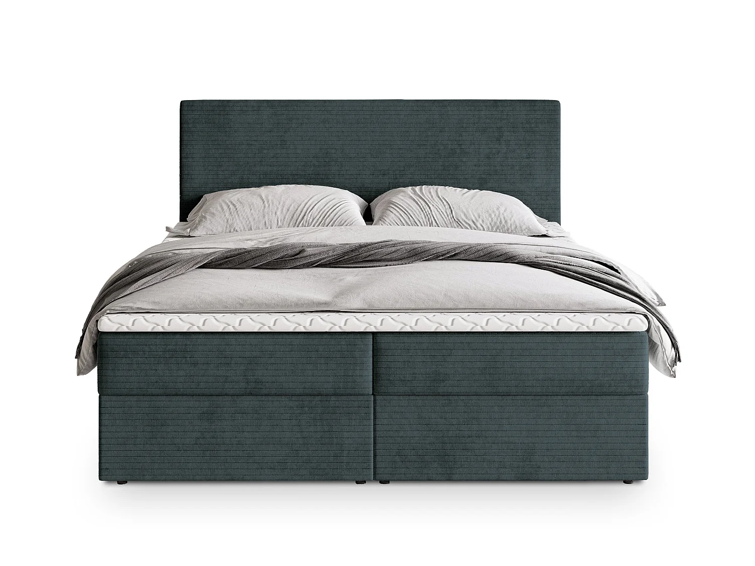 Boxspringbed NIRA 200x200 cm Set met hoofdbord, bedbodem en matras, Blauw