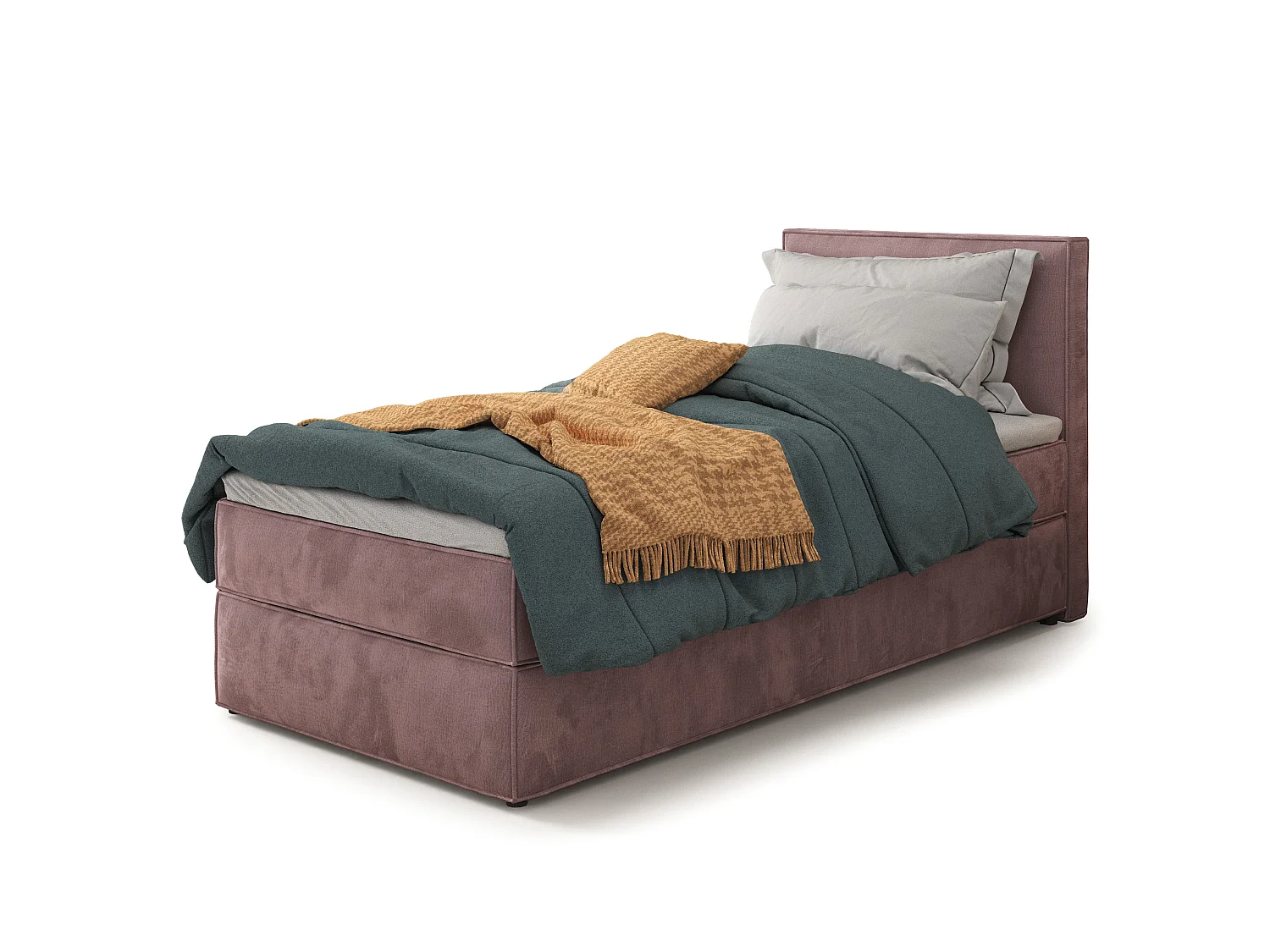 Boxspringbed PELLIO 100x200 cm Set met hoofdbord, bedbodem en matras, Mauve