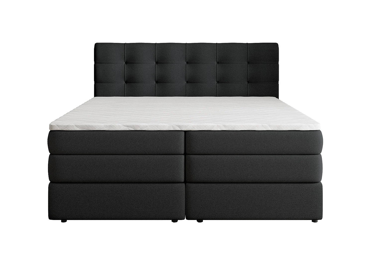 Boxspringbed AREZI 200x200 cm Set met hoofdbord, bedbodem en Bonellmatras + pocketveringmatras, Zwart