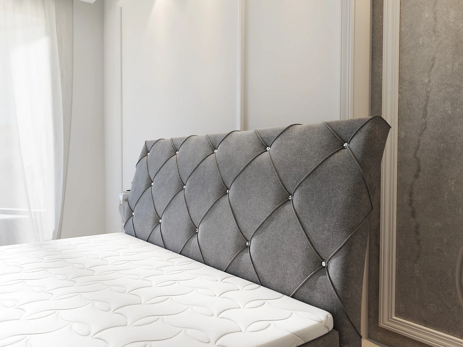 Boxspringbett MACON 200x200 cm Set mit Kopfteil, Bettgestell und Matratze, Beige