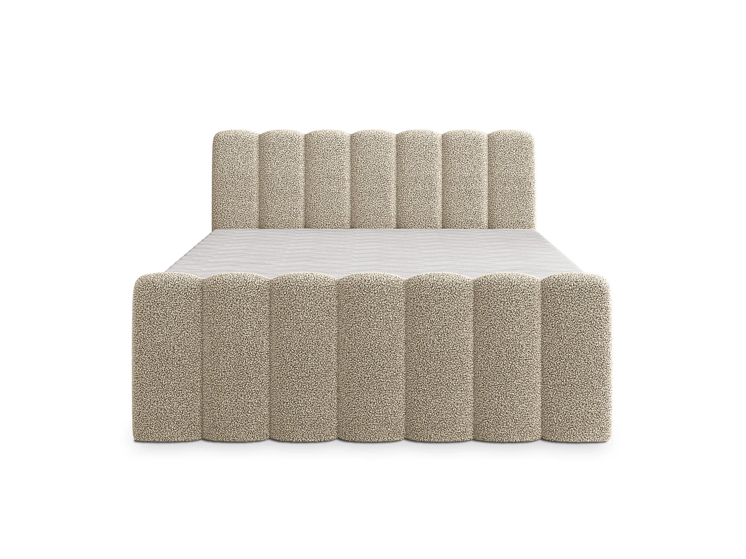 Boxspringbett CELLA 180x200 cm Set mit Kopfteil, Bettgestell und Matratze, Cremig