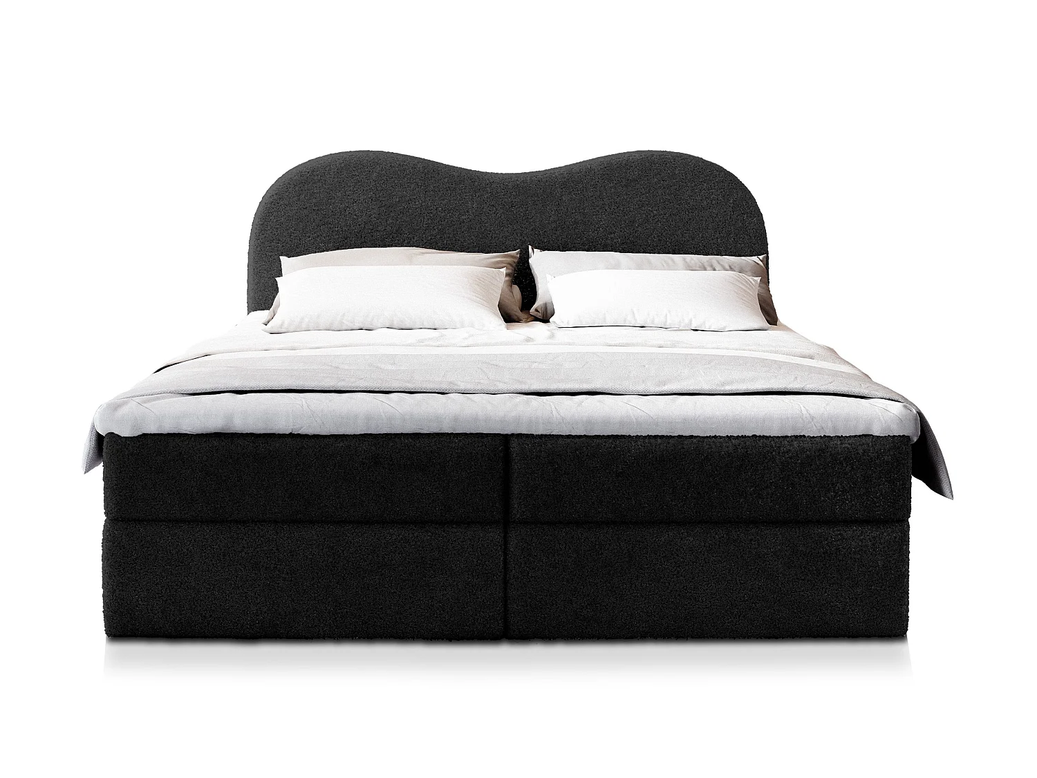 Boxspringbed FLUVIA 200x200 cm Set met hoofdbord, bedbodem en matras, Zwart