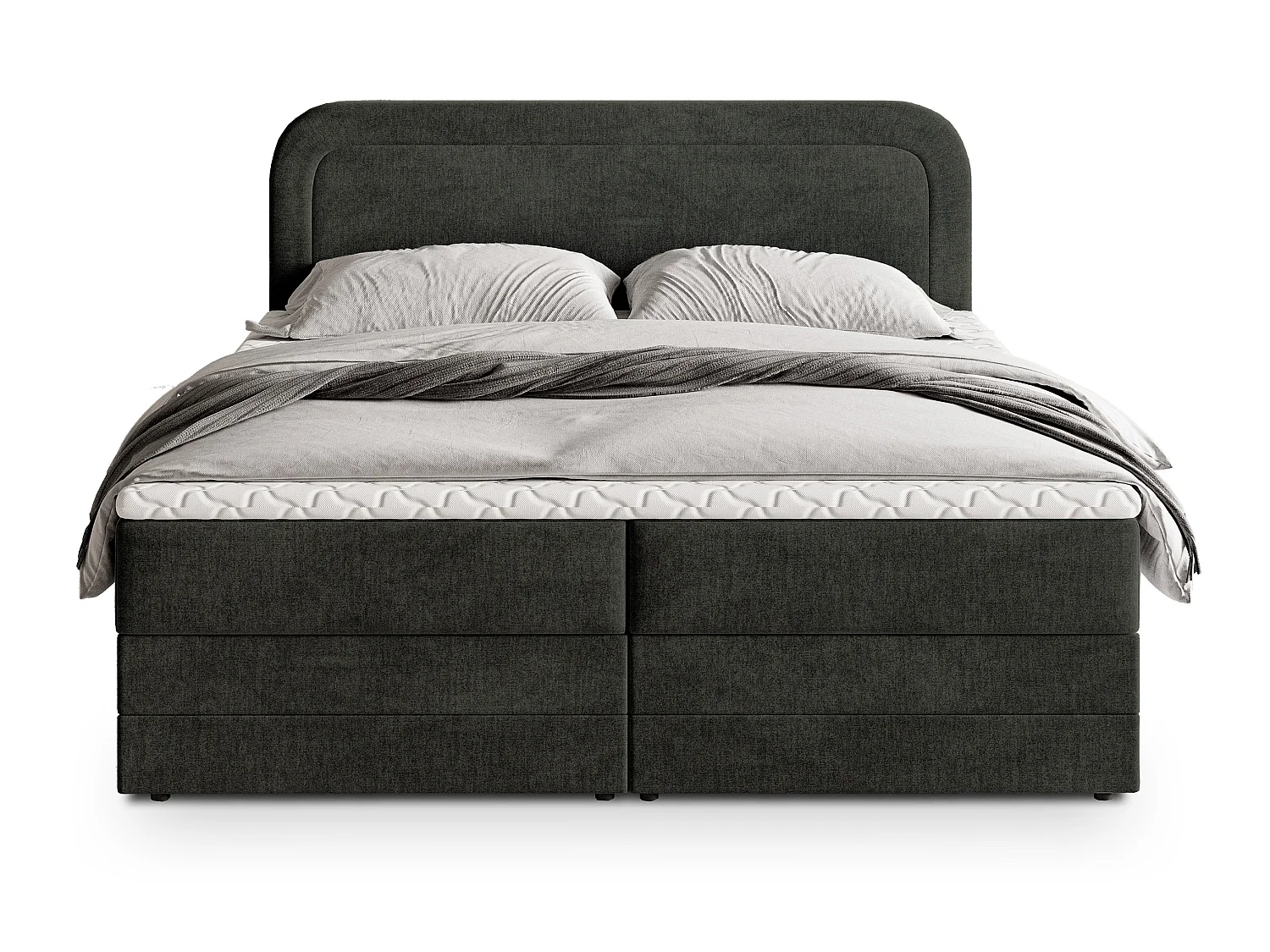 Boxspringbed ARMEL 200x200 cm Set met hoofdbord, bedbodem en matras, Zwart