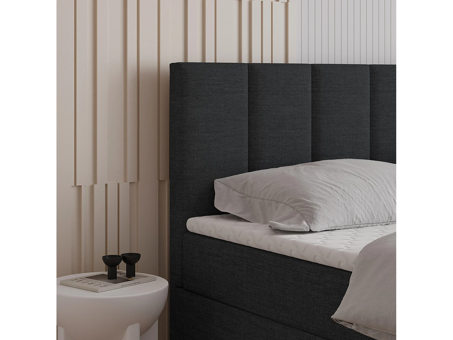 Boxspringbed MERIL 200x200 cm Set met hoofdbord, bedbodem en matras, Diepzwart