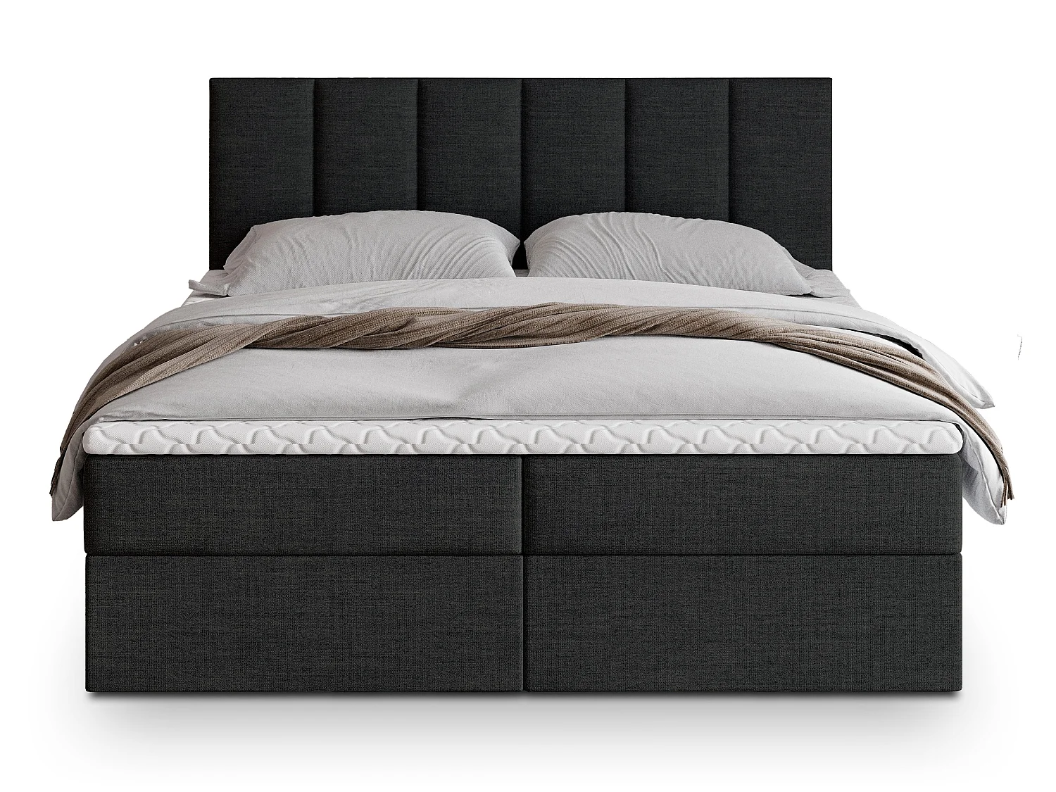 Boxspringbed MERIL 200x200 cm Set met hoofdbord, bedbodem en matras, Diepzwart