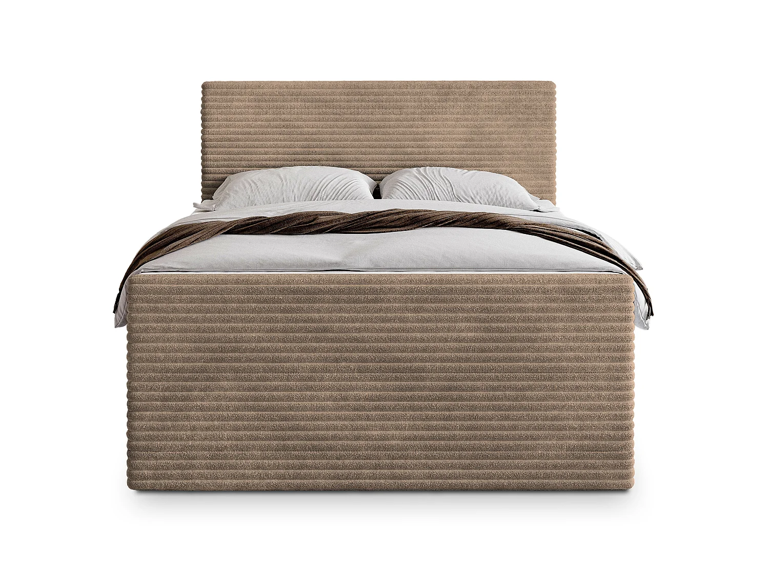 Boxspringbett NOLEN 200x200 cm Set mit Kopfteil, Bettgestell und Matratze, Beige