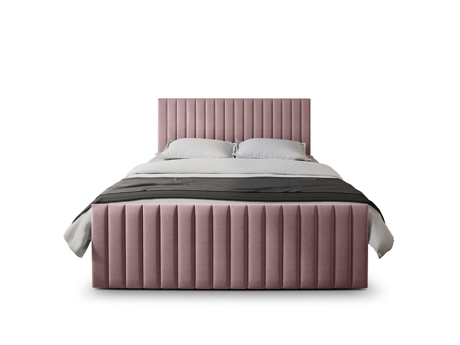 Lit boxspring ARION 200x200 cm avec tête de lit, sommier et matelas, Rose poudré
