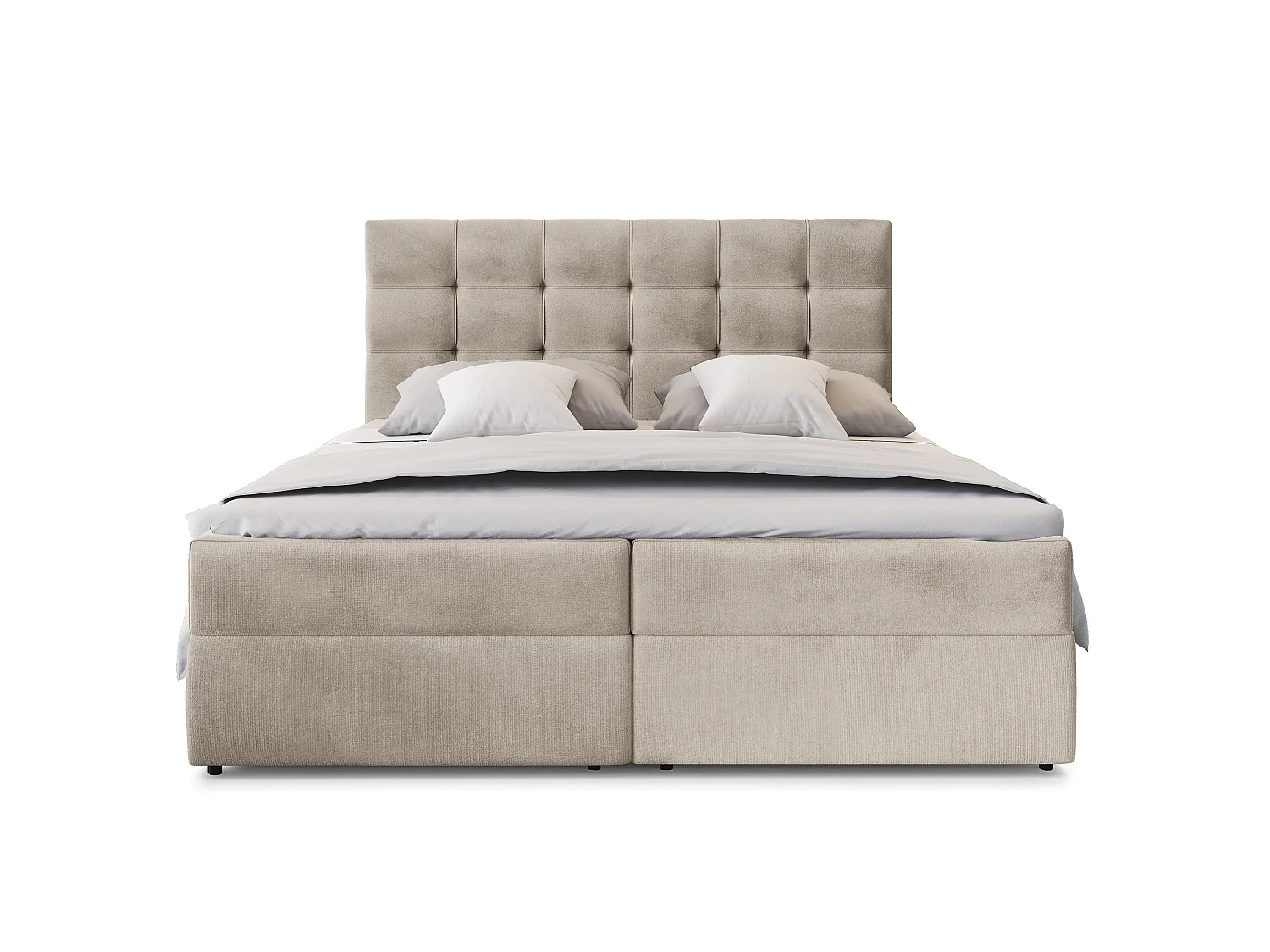Lit boxspring GLOS 200x200 cm avec tête de lit, sommier et matelas, Beige