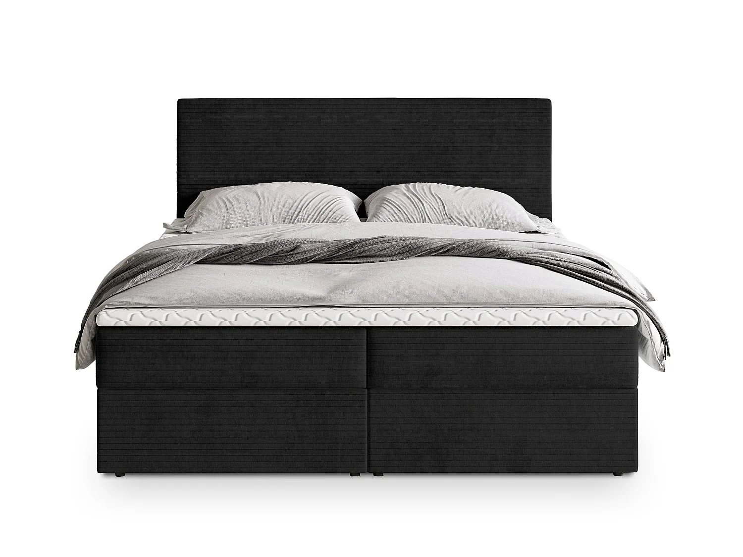 Boxspringbed NIRA 200x200 cm Set met hoofdbord, bedbodem en matras, Zwart