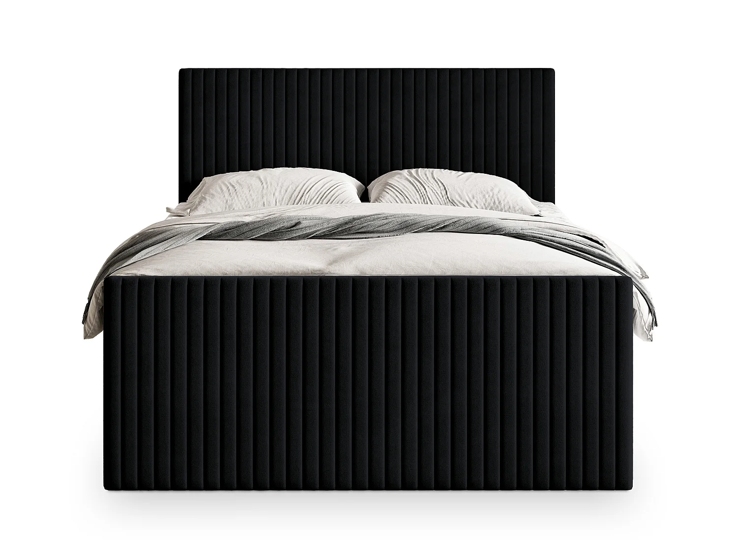 Boxspringbed TERVAN 200x200 cm Set met hoofdbord, bedbodem en matras, Zwart