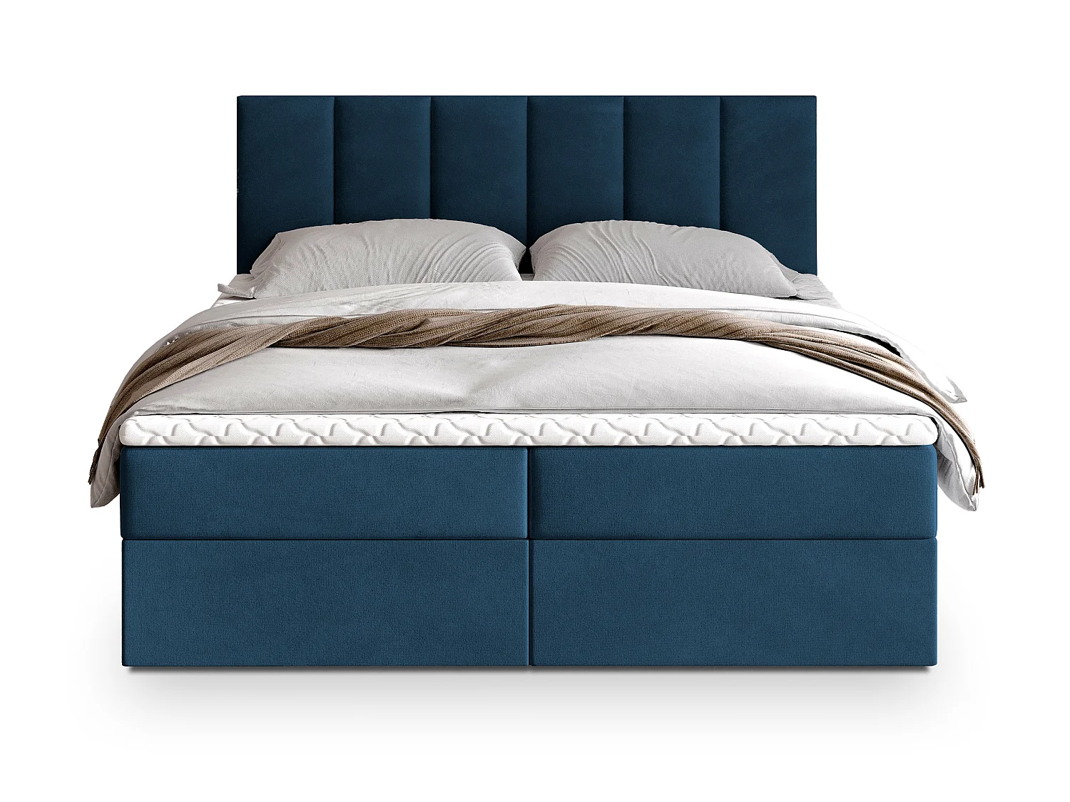 Boxspringbed MERIL 200x200 cm Set met hoofdbord, bedbodem en matras, Blauw