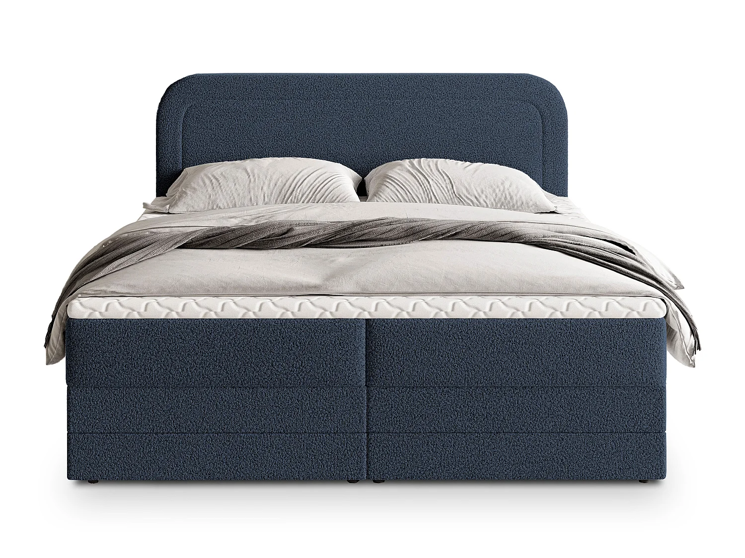 Boxspringbed ARMEL 200x200 cm Set met hoofdbord, bedbodem en matras, Blauw