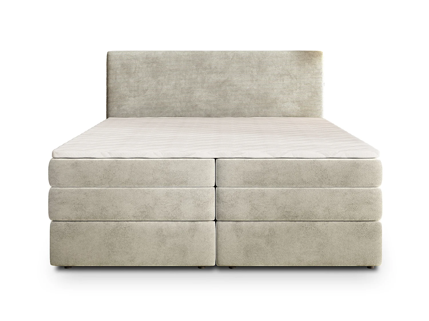 Boxspringbett MATERN 200x200 cm Set mit Kopfteil, Bettgestell, Bonellfederkernmatratze und Taschenfederkernmatratze, Cremig