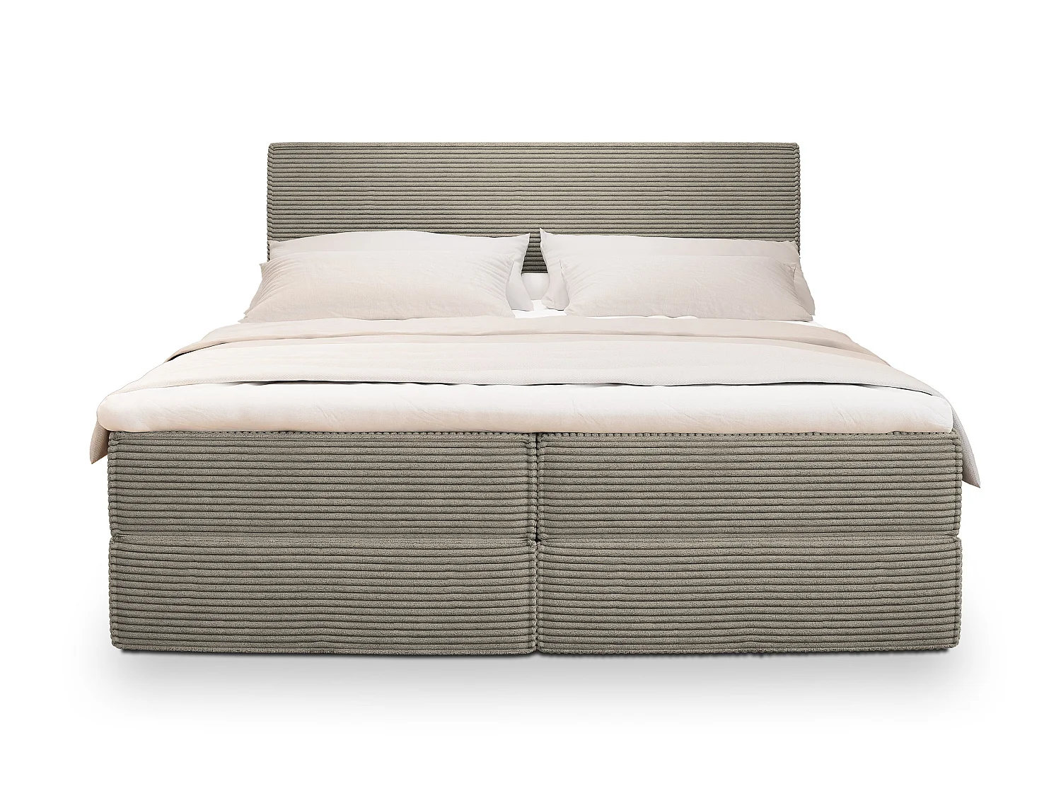 Boxspringbett PELLIO 200x200 cm Set mit Kopfteil, Bettgestell und Matratze, Beige