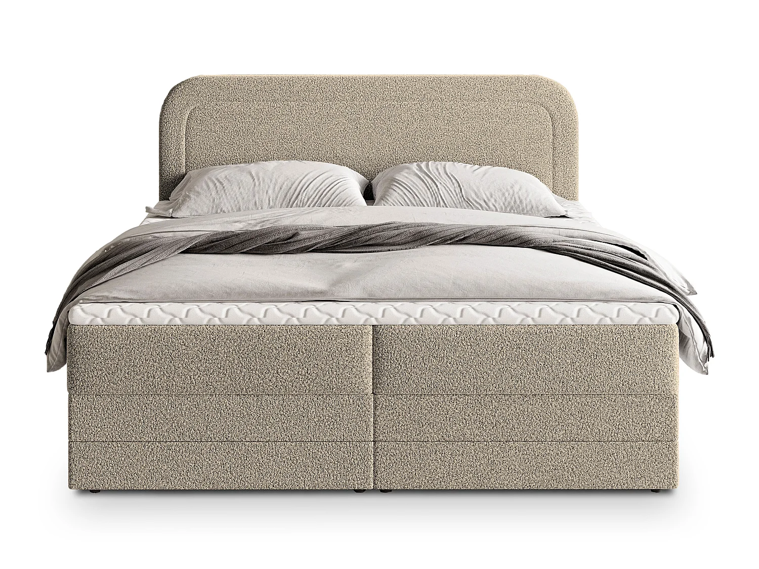 Boxspringbett ARMEL 200x200 cm Set mit Kopfteil, Bettgestell und Matratze, Beige