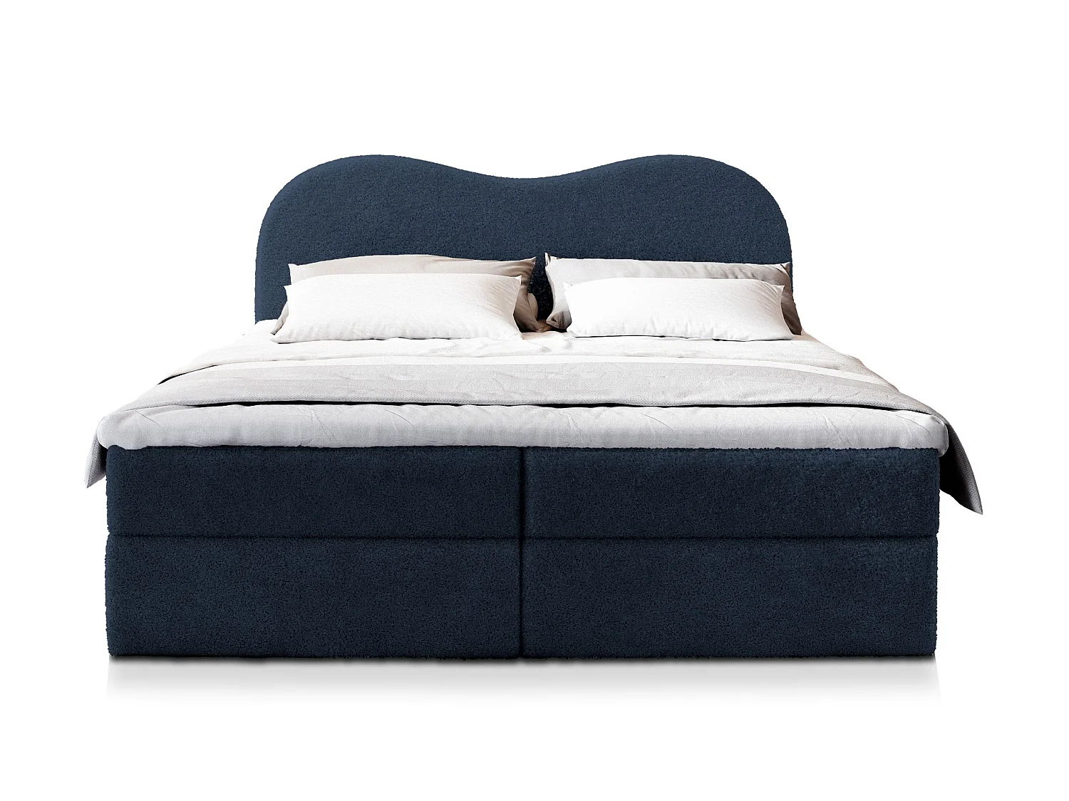 Boxspringbed FLUVIA 200x200 cm Set met hoofdbord, bedbodem en matras, Blauw