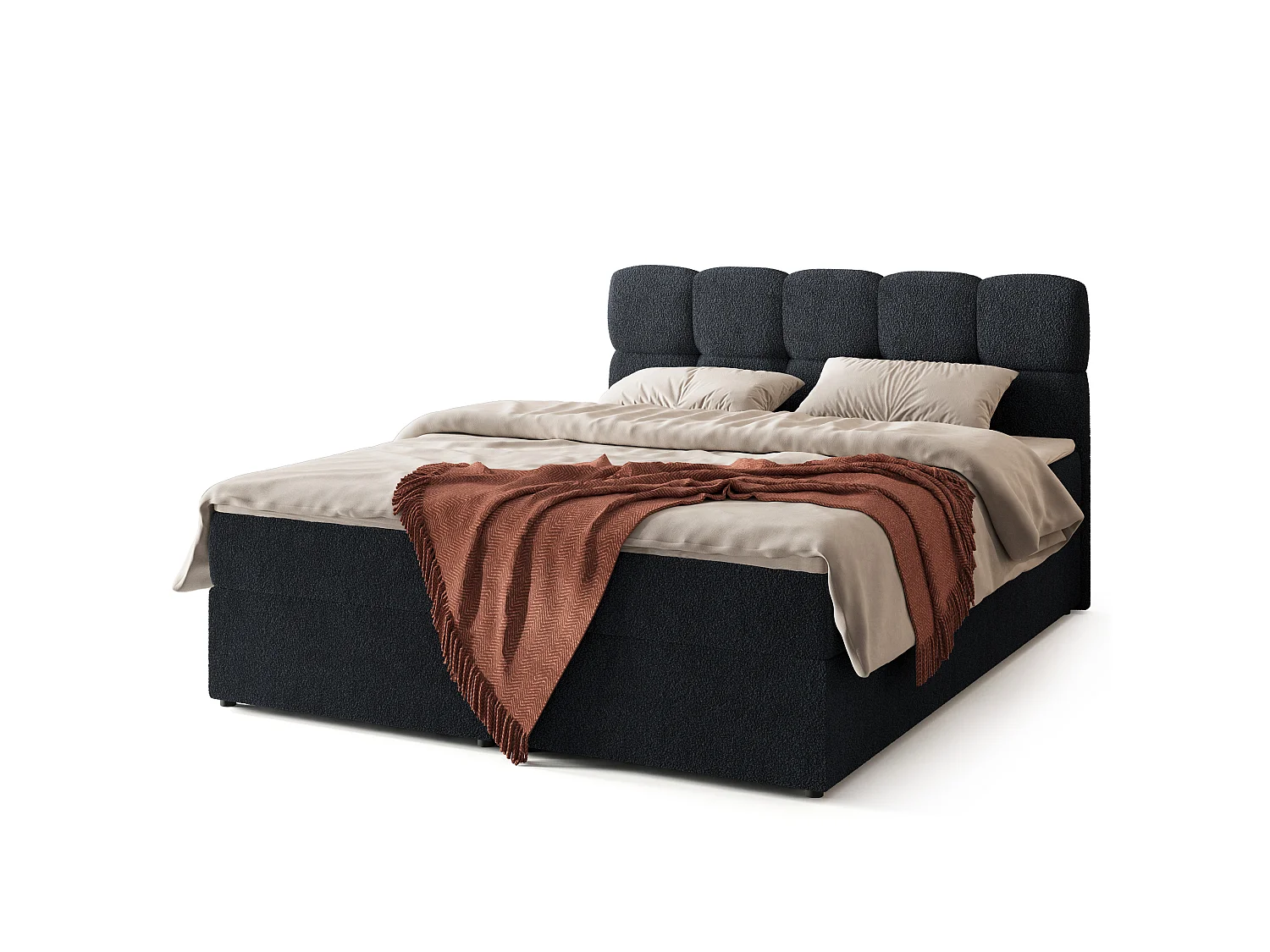 Boxspringbed MERU 160x200 cm Set met hoofdbord, bedbodem en matras, Zwart
