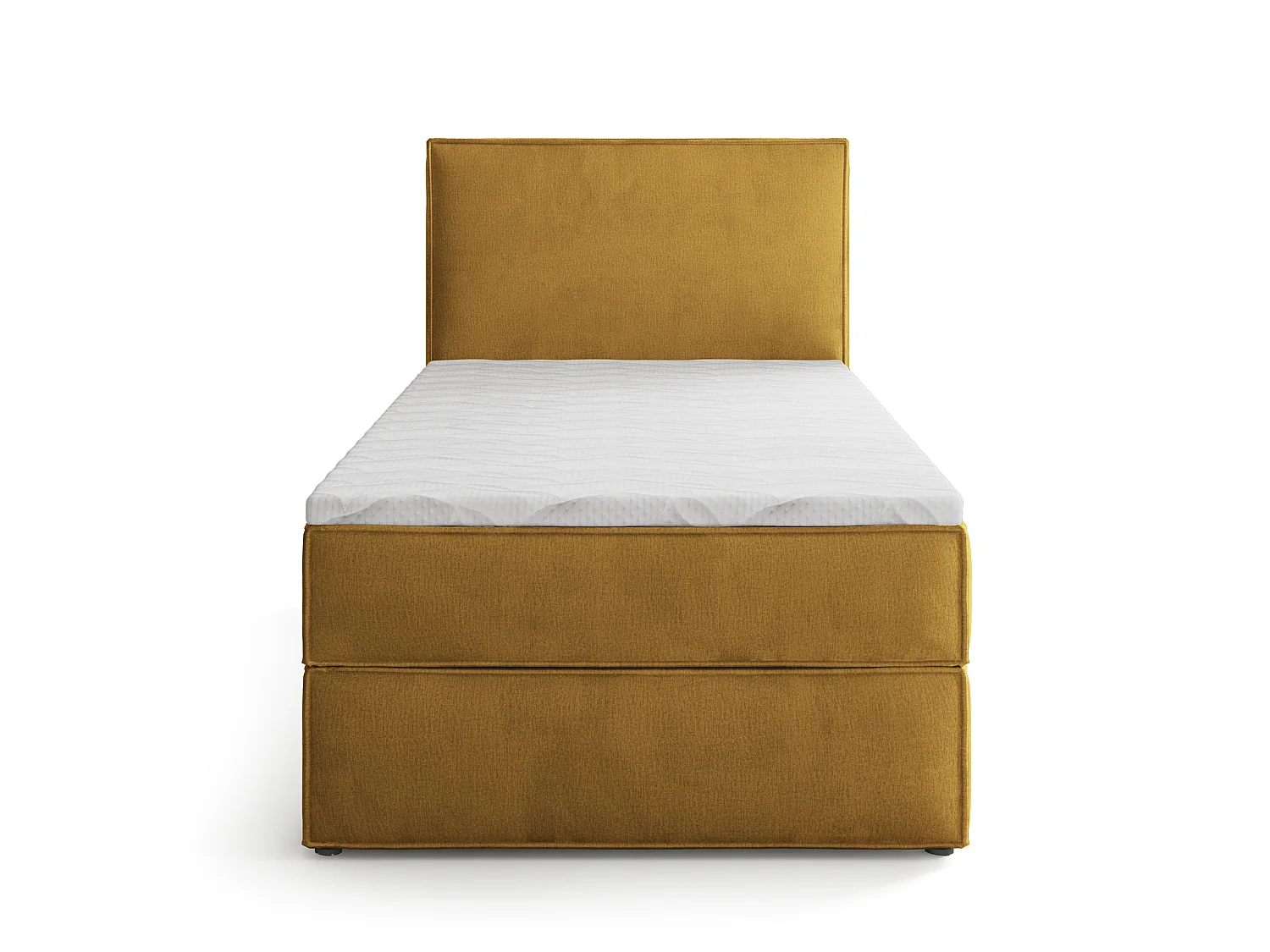Lit boxspring PELLIO 90x200 cm avec tête de lit, sommier et matelas, Jaune