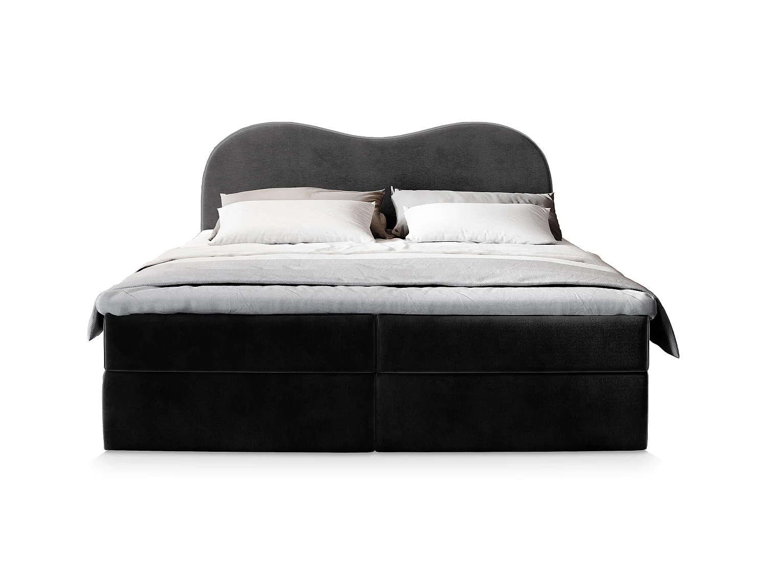 Boxspringbed FLUVIA 200x200 cm Set met hoofdbord, bedbodem en matras, Zwart