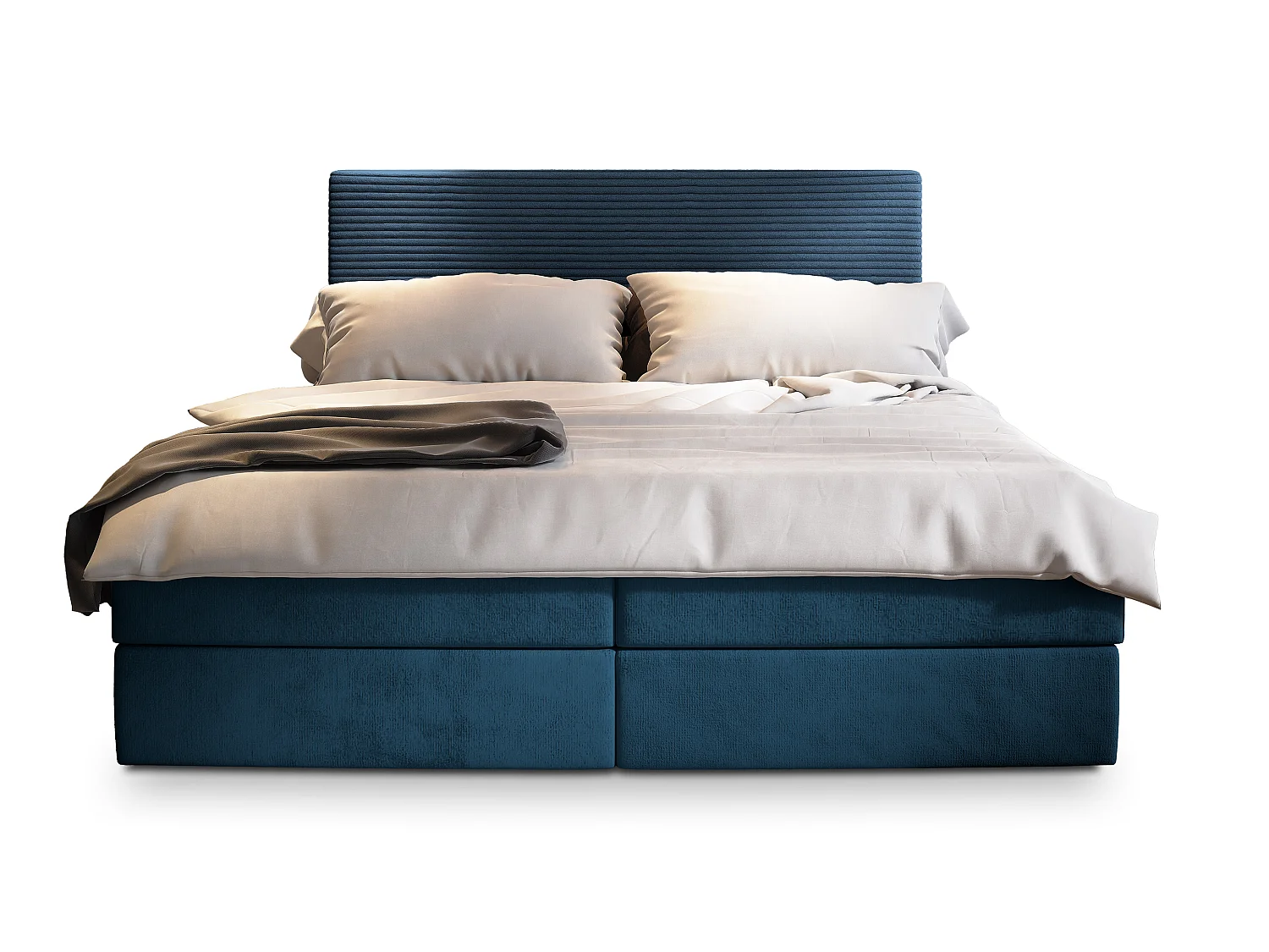 Boxspringbed GIARRO 200x200 cm Set met hoofdbord, bedbodem en matras, Blauw