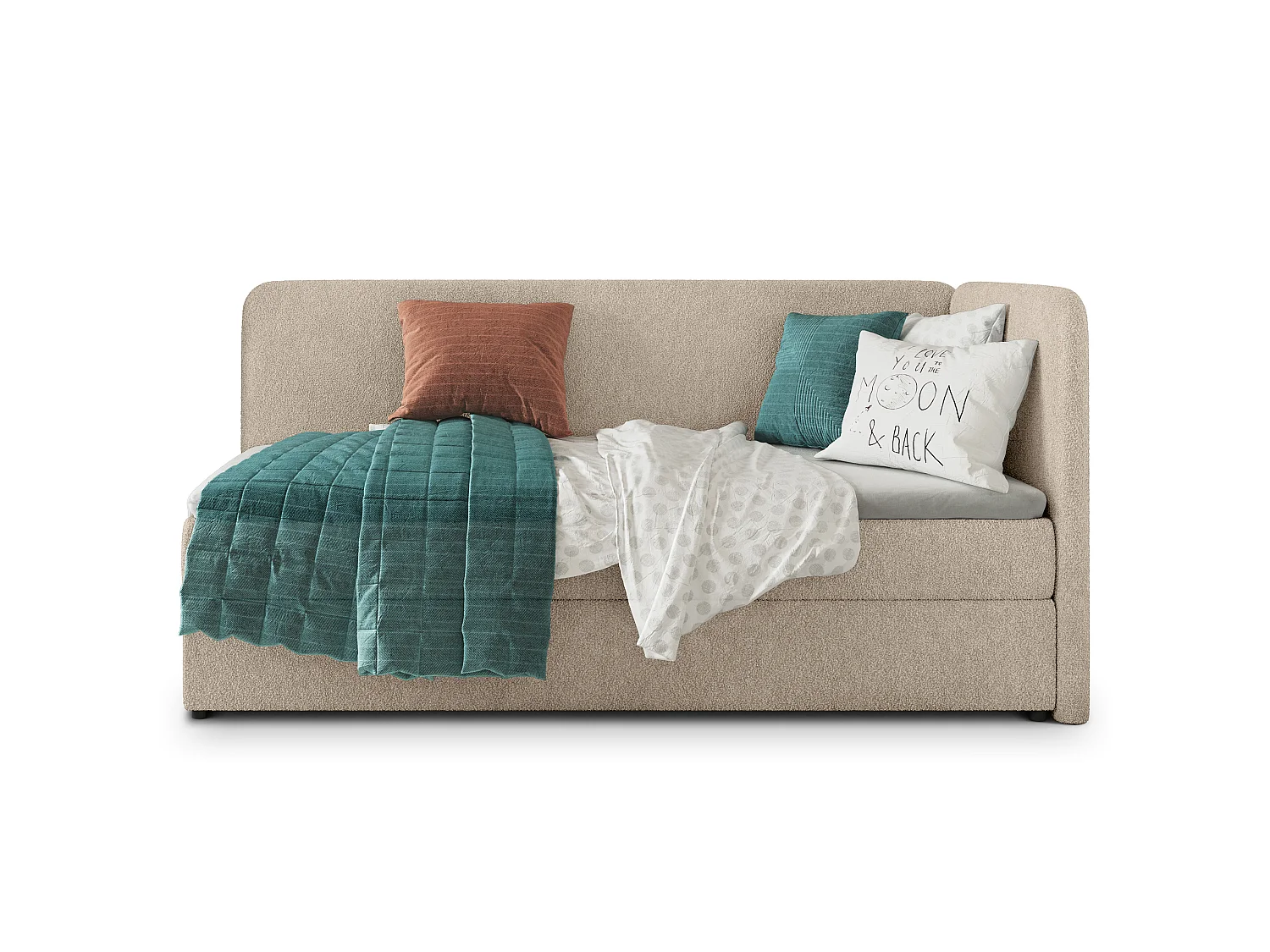 Boxspringbed GINA 100x200 cm Set met hoofdbord, bedbodem en matras, Beige
