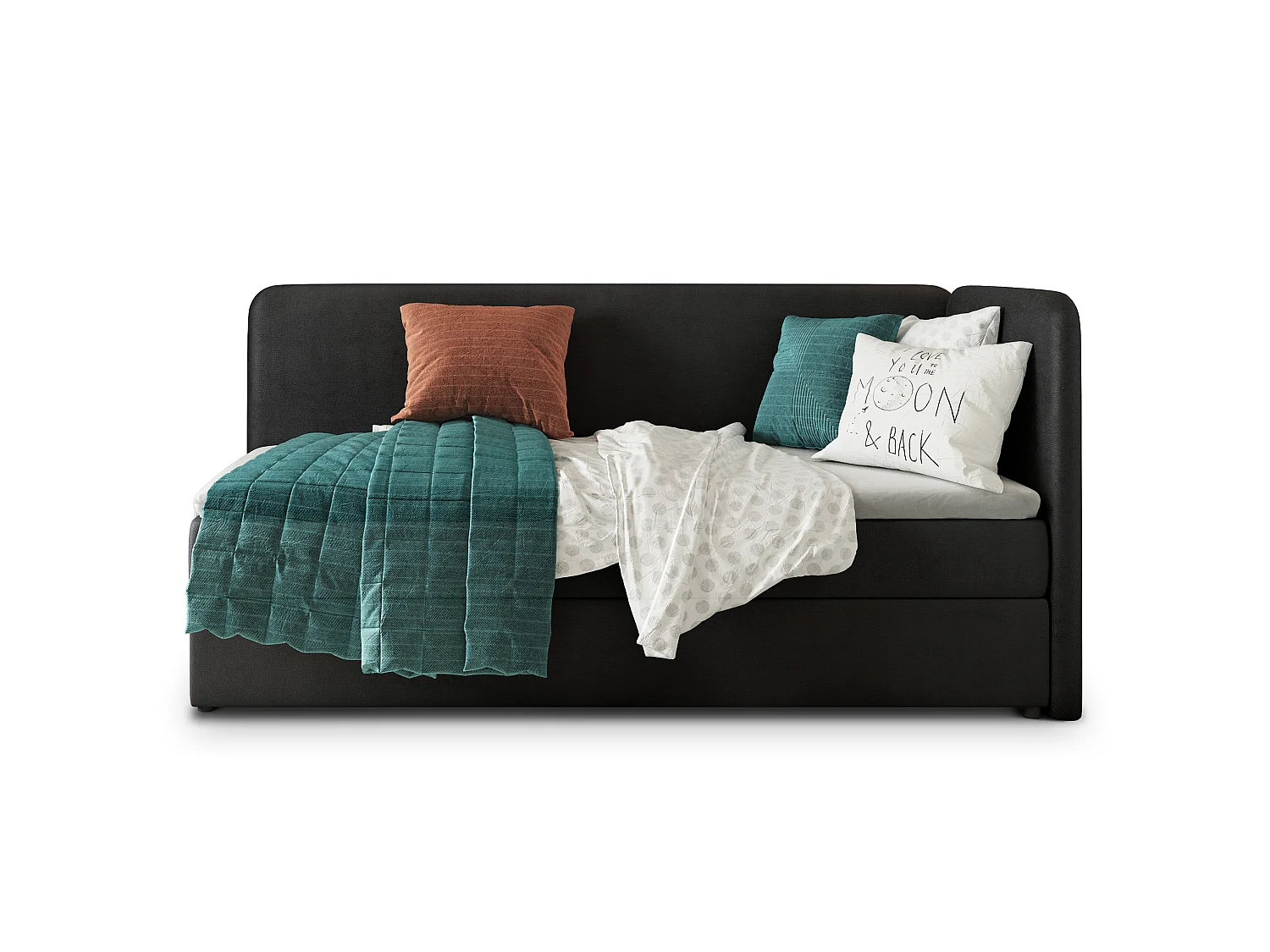Boxspringbed GINA 80x200 cm Set met hoofdbord, bedbodem en matras, Zwart