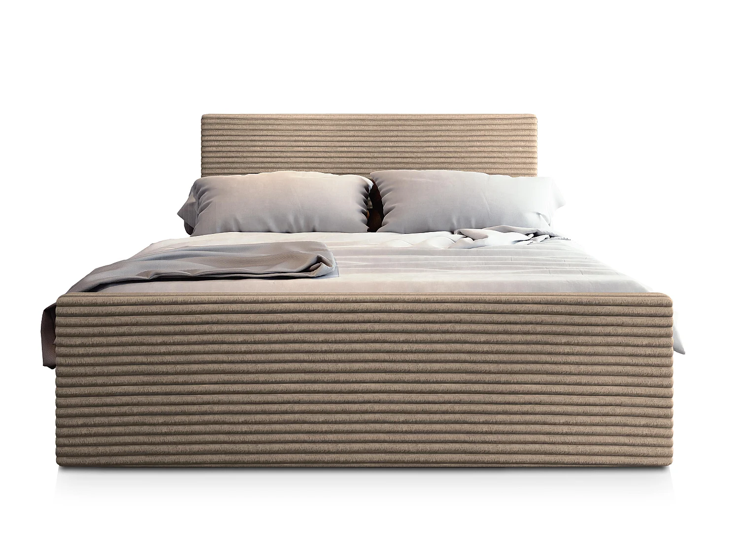 Boxspringbett BRENTO 200x200 cm Set mit Kopfteil, Bettgestell und Matratze, Beige