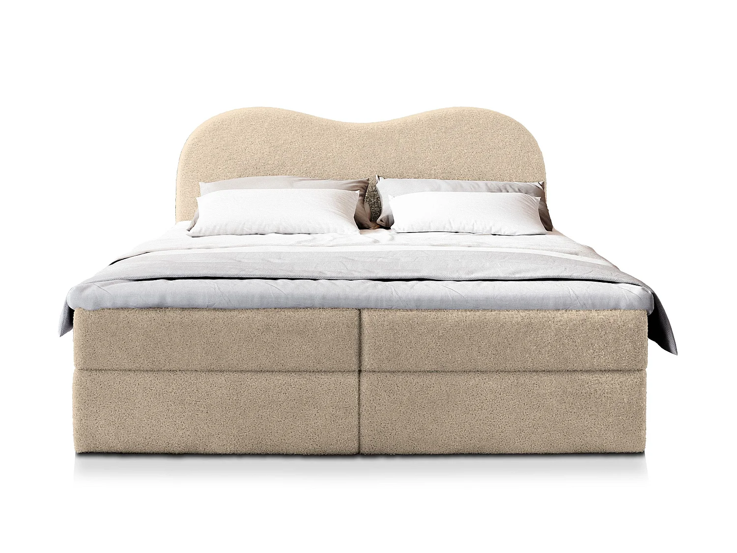Boxspringbed FLUVIA 200x200 cm Set met hoofdbord, bedbodem en matras, Crème