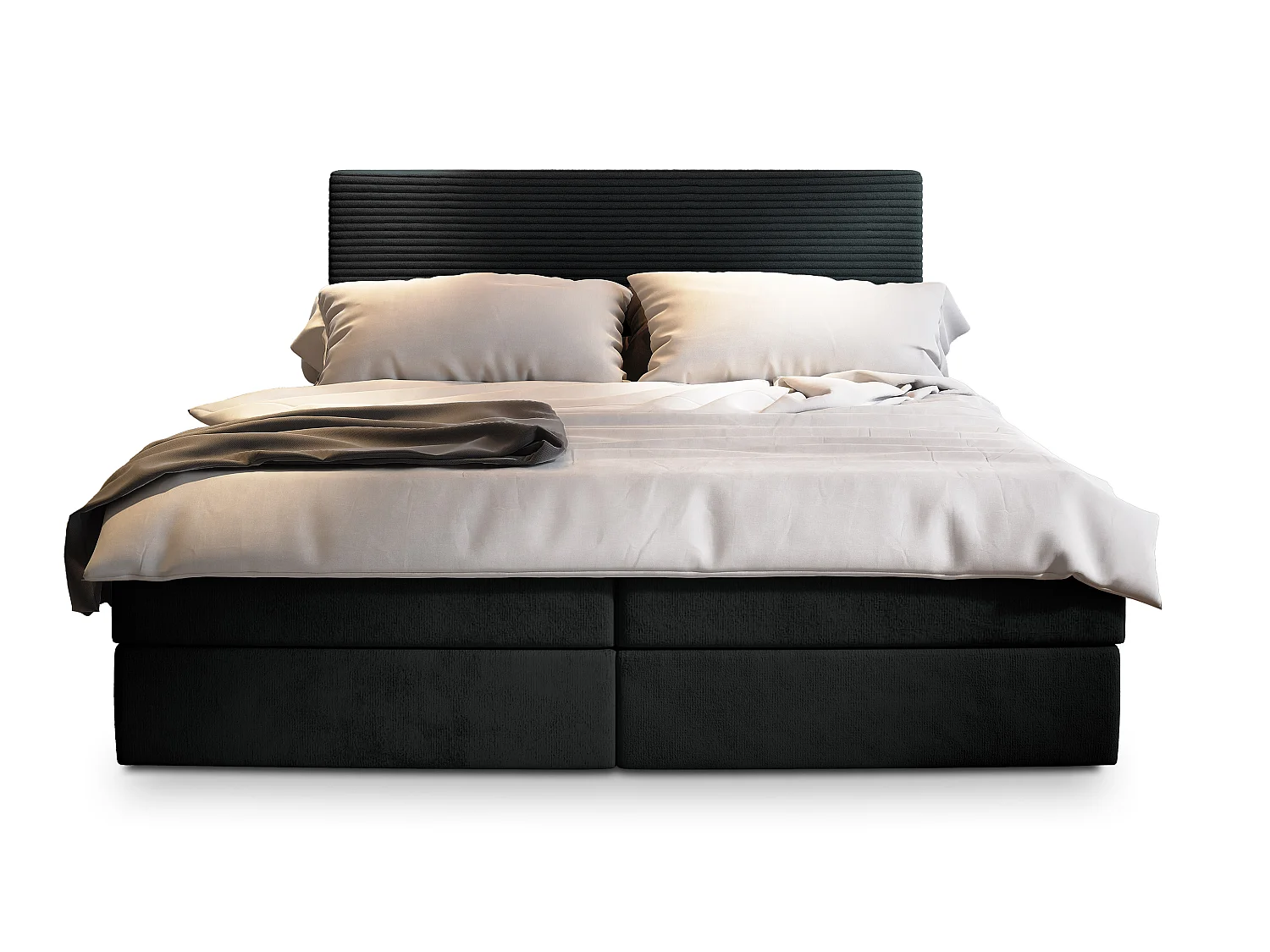 Boxspringbed GIARRO 200x200 cm Set met hoofdbord, bedbodem en matras, Zwart