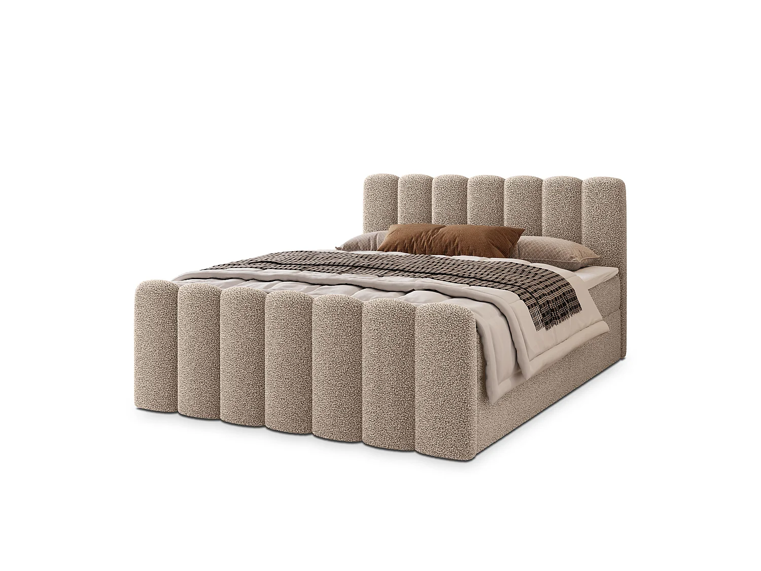 Boxspringbett CELLA 160x200 cm Set mit Kopfteil, Bettgestell und Matratze, Beige