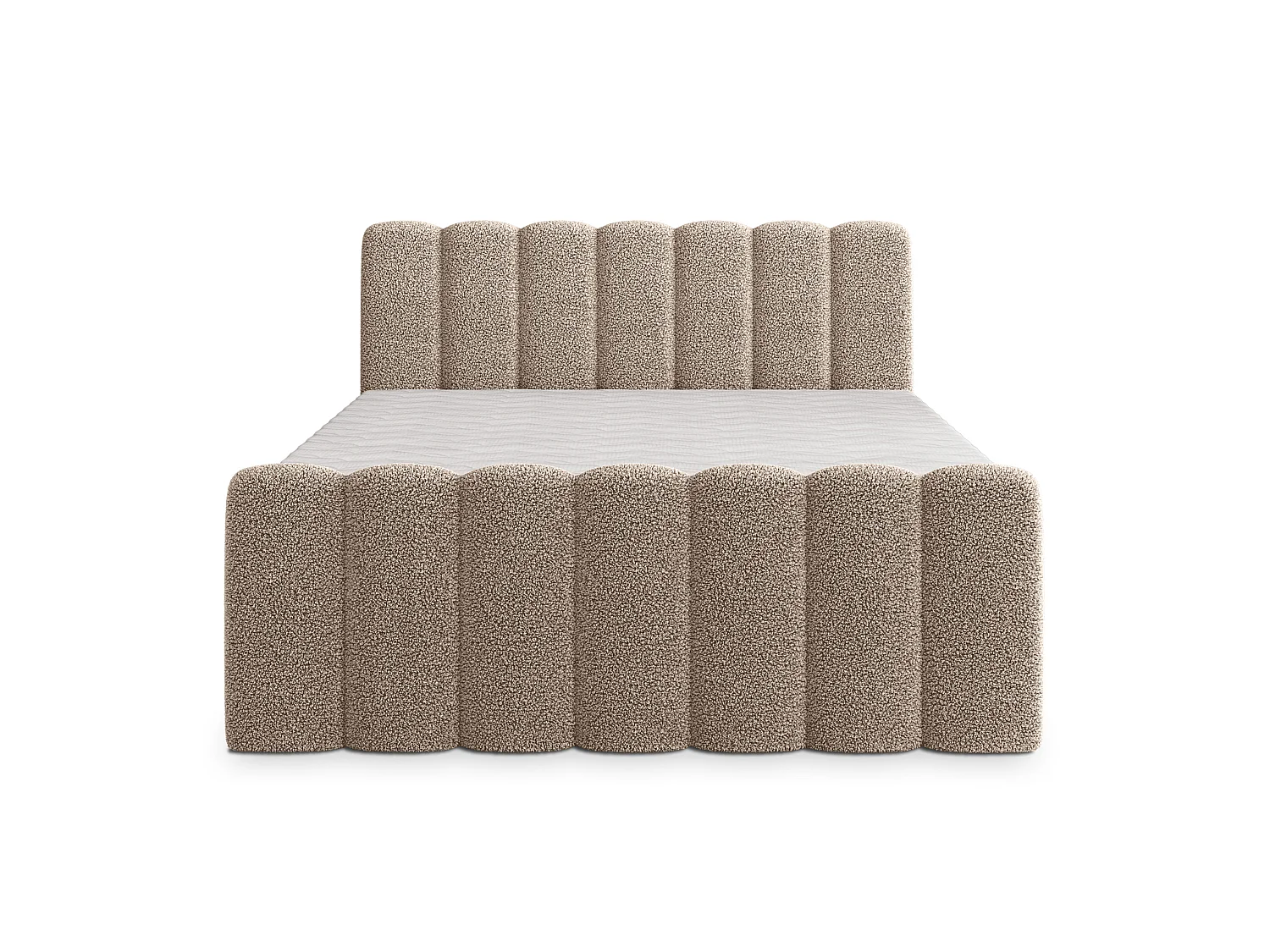 Boxspringbett CELLA 160x200 cm Set mit Kopfteil, Bettgestell und Matratze, Beige