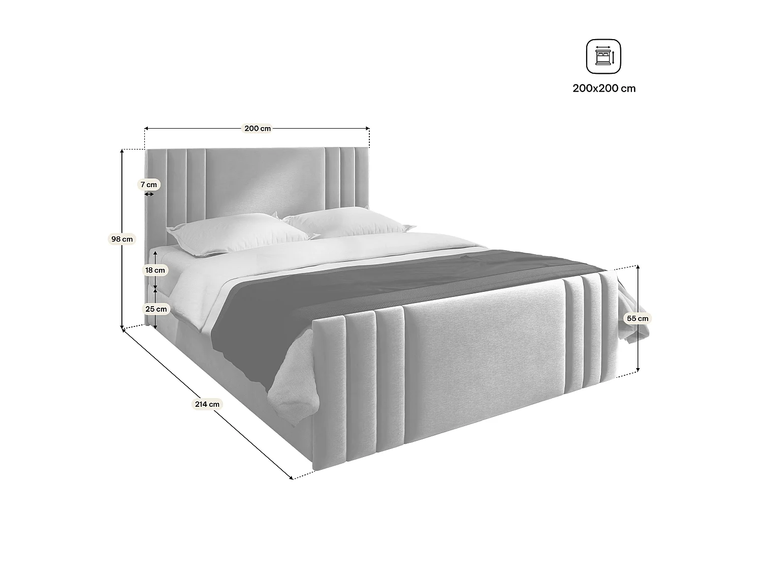 Boxspringbed KANES 200x200 cm Set met hoofdbord, bedbodem en matras, Zeegroen
