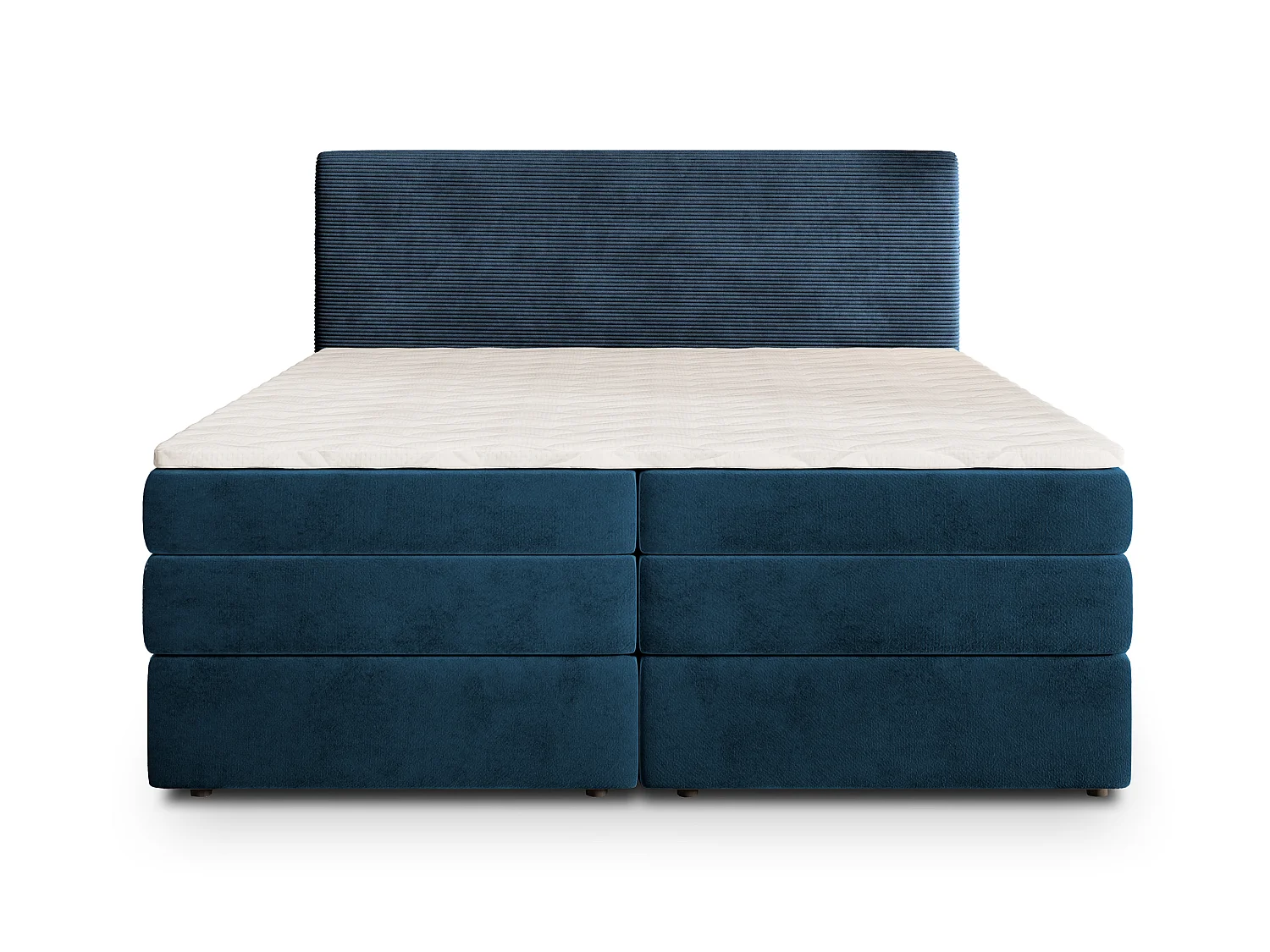 Boxspringbed MATERN 200x200 cm Set met hoofdbord, bedbodem en Bonellmatras + pocketveringmatras, Blauw