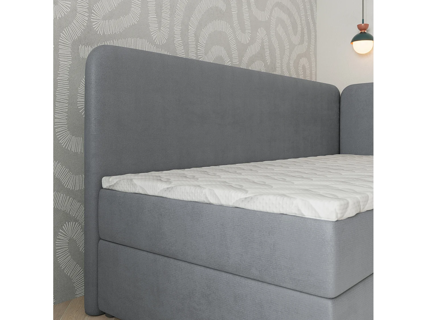 Boxspringbed GINA 100x200 cm Set met hoofdbord, bedbodem en matras, Grijs