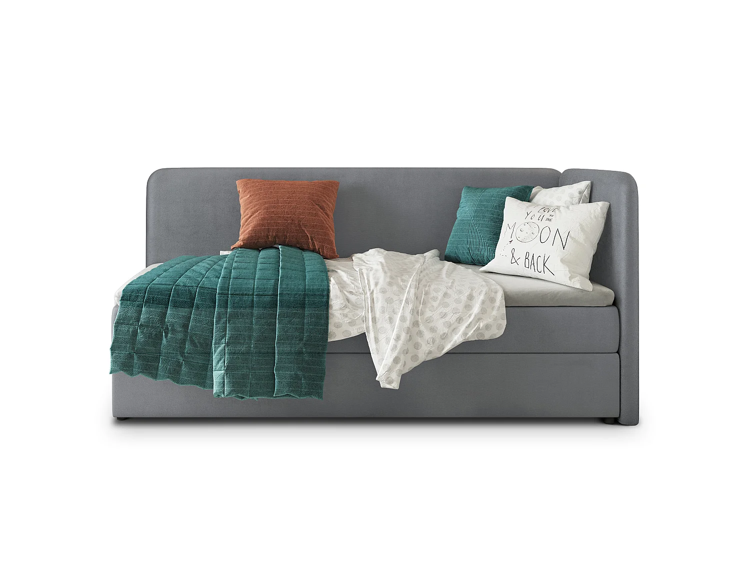 Boxspringbed GINA 100x200 cm Set met hoofdbord, bedbodem en matras, Grijs